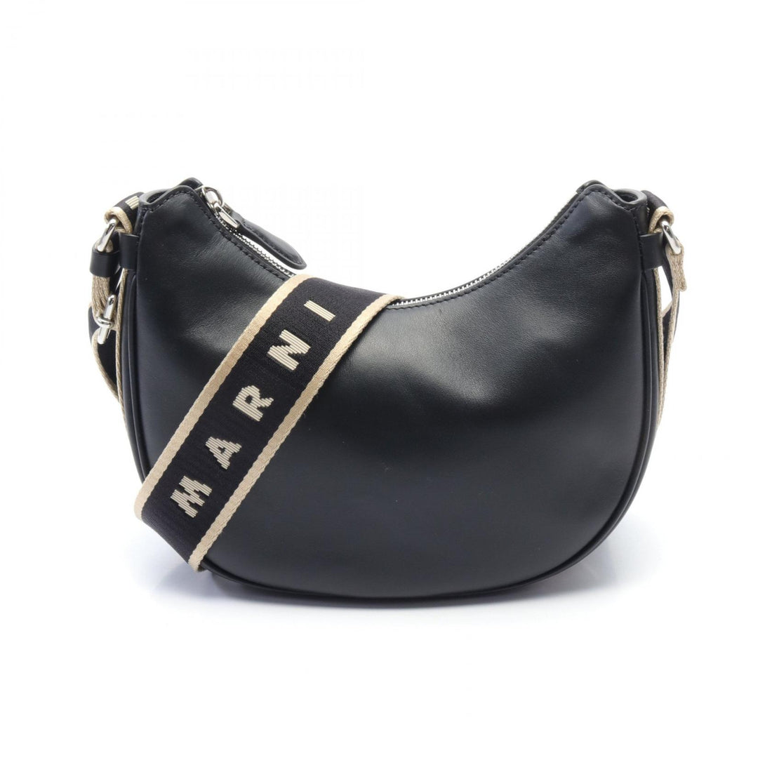 Marni Small Bay Bag Leather Canvas Shoulder Bag