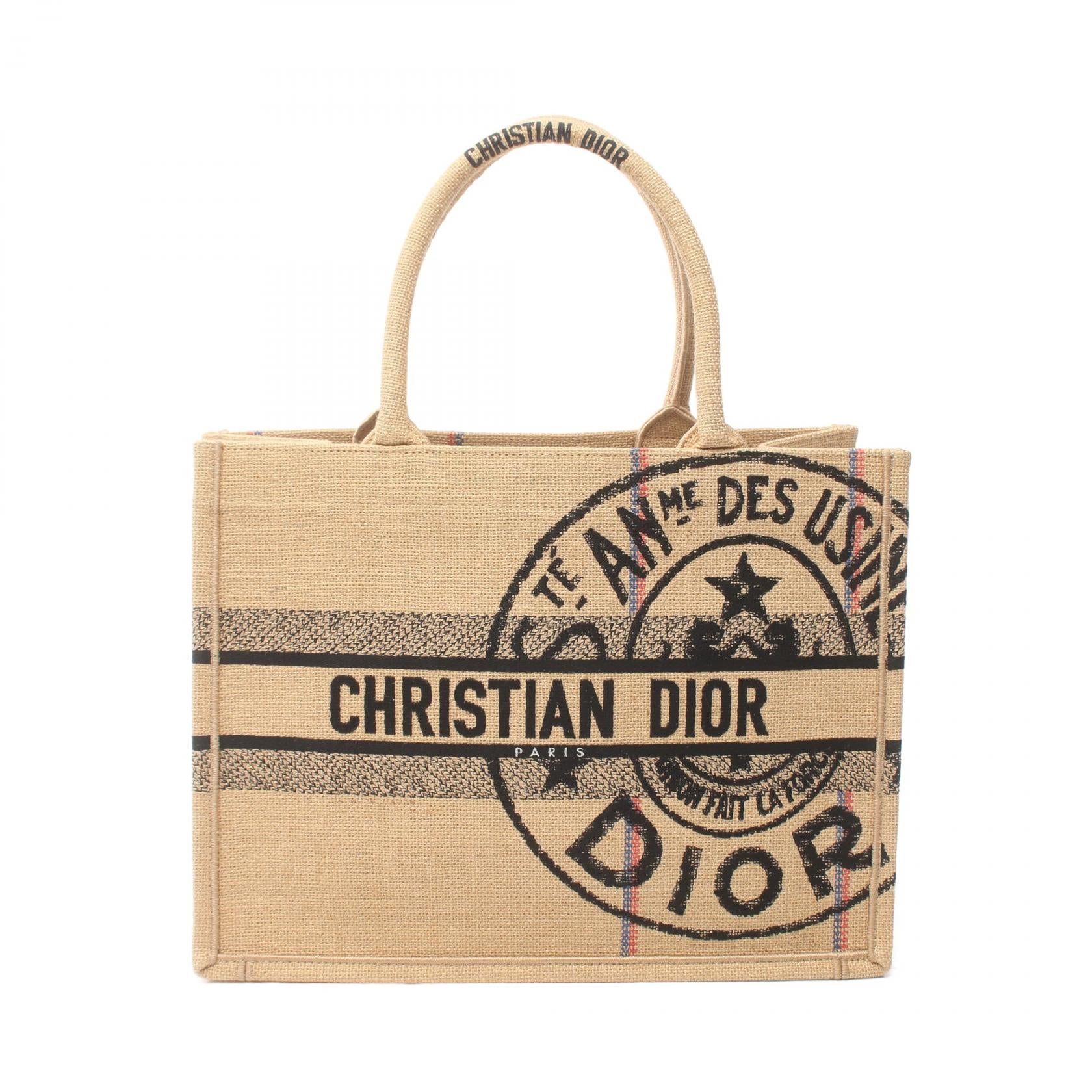 Dior Medium Jute Canvas Book Tote Canvas Tote Bag M1296ZRUW in Great Condition