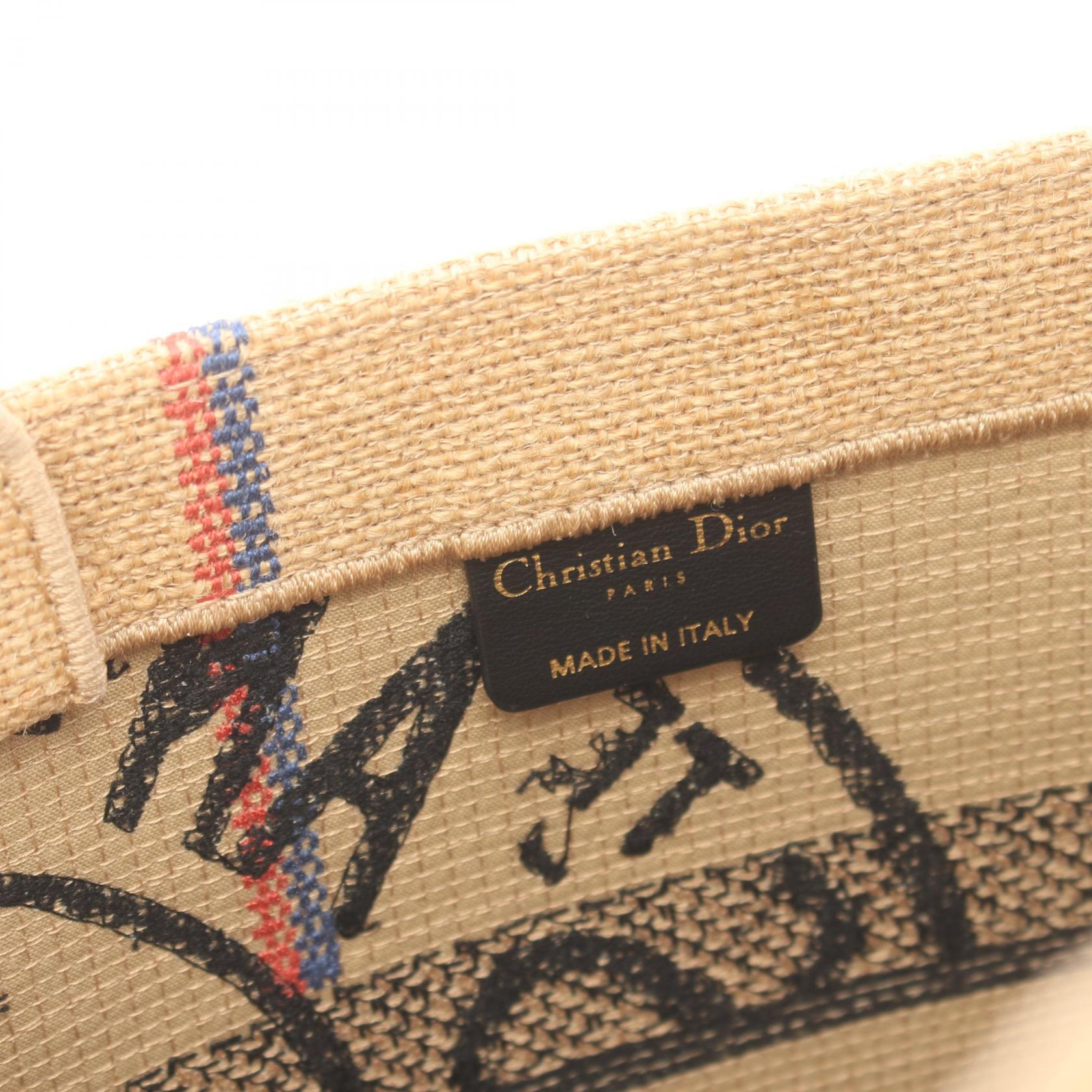 Dior Medium Jute Canvas Book Tote Canvas Tote Bag M1296ZRUW in Great Condition