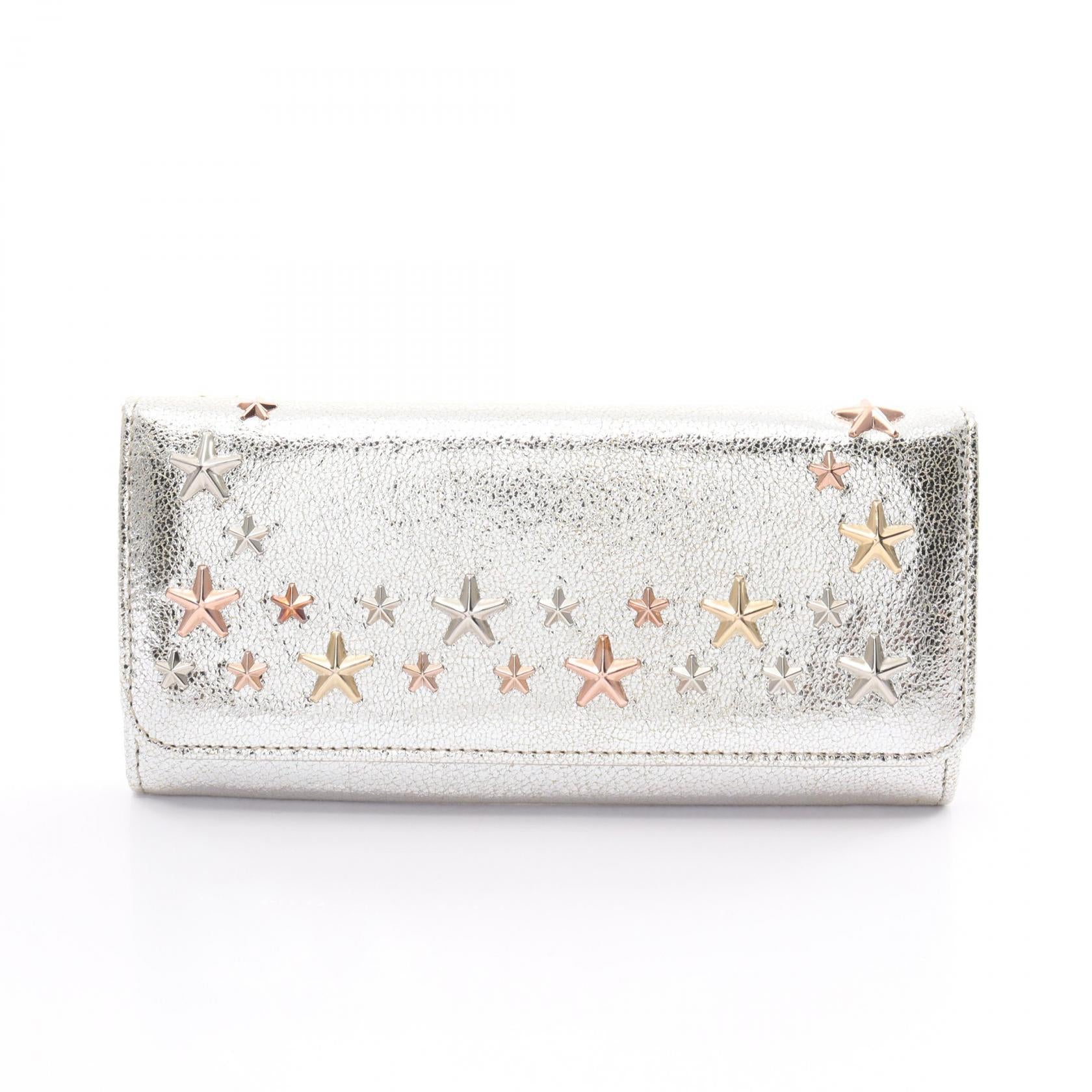 Jimmy Choo Leather Star Studded Wallet Leather Long Wallet 2120700132721 in Great Condition