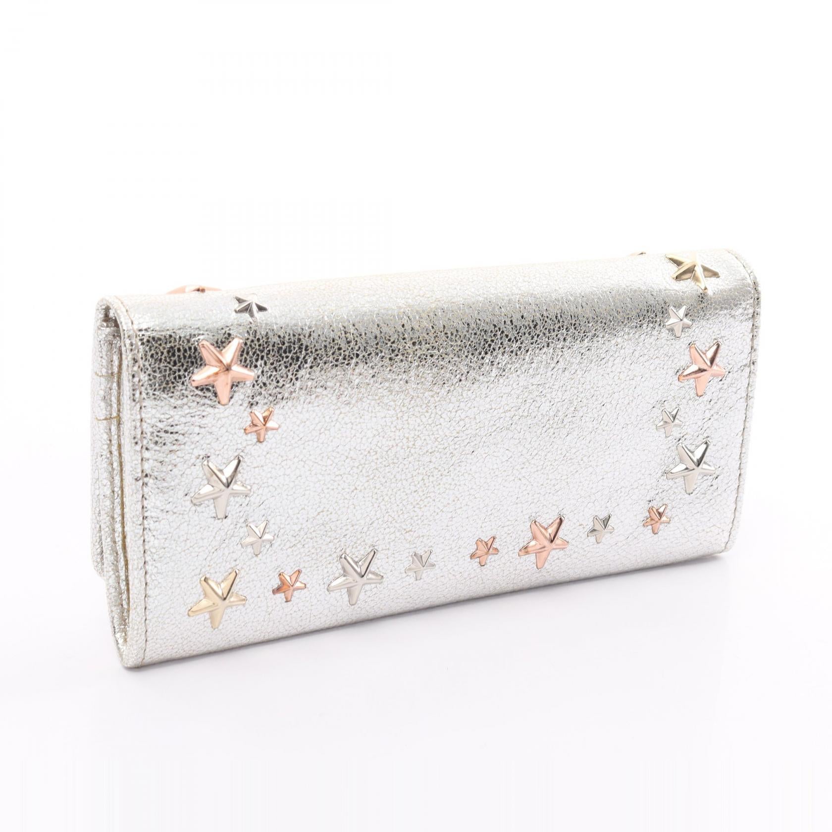 Jimmy Choo Leather Star Studded Wallet Leather Long Wallet 2120700132721 in Great Condition