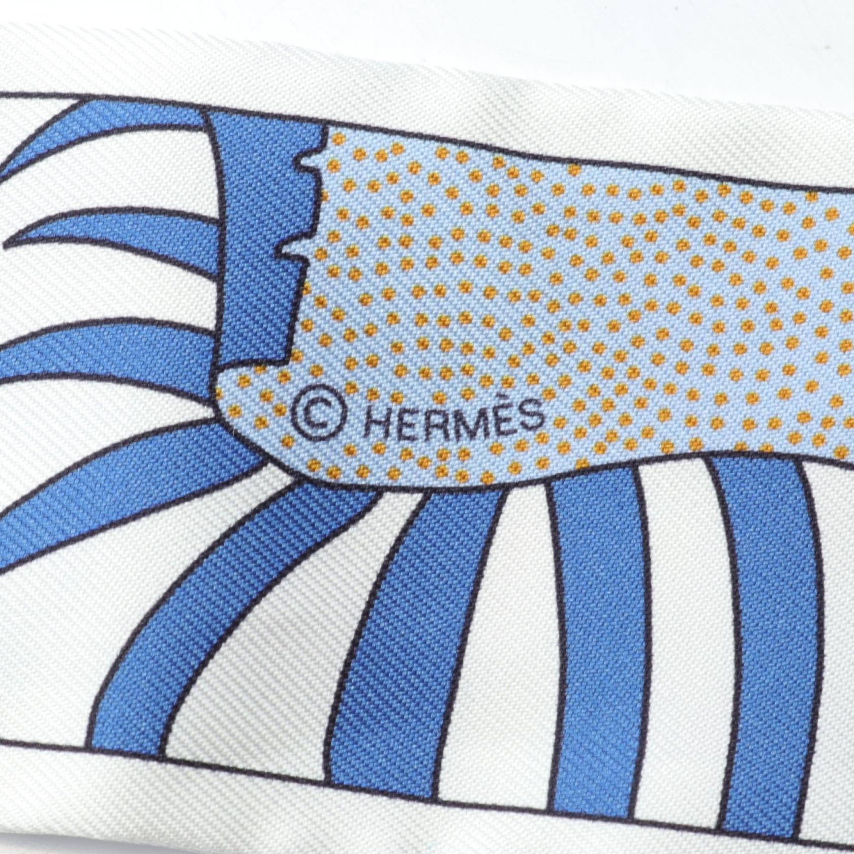 Hermes Factory Suite Twilly Silk Scarf Canvas Scarf in Great Condition