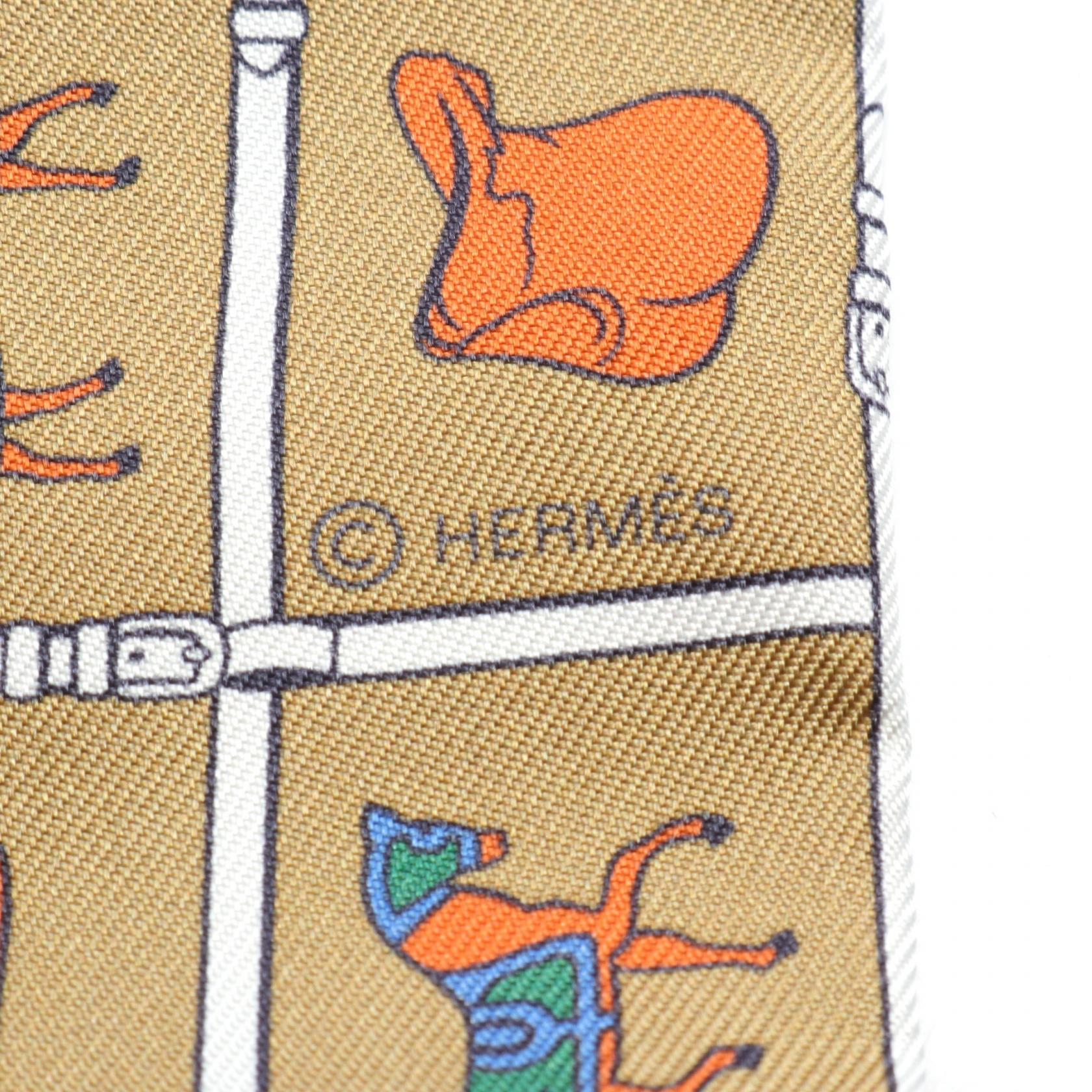 Hermes Couvertures et Tenues de Jour Twilly Silk Scarf Canvas Scarf in Great Condition