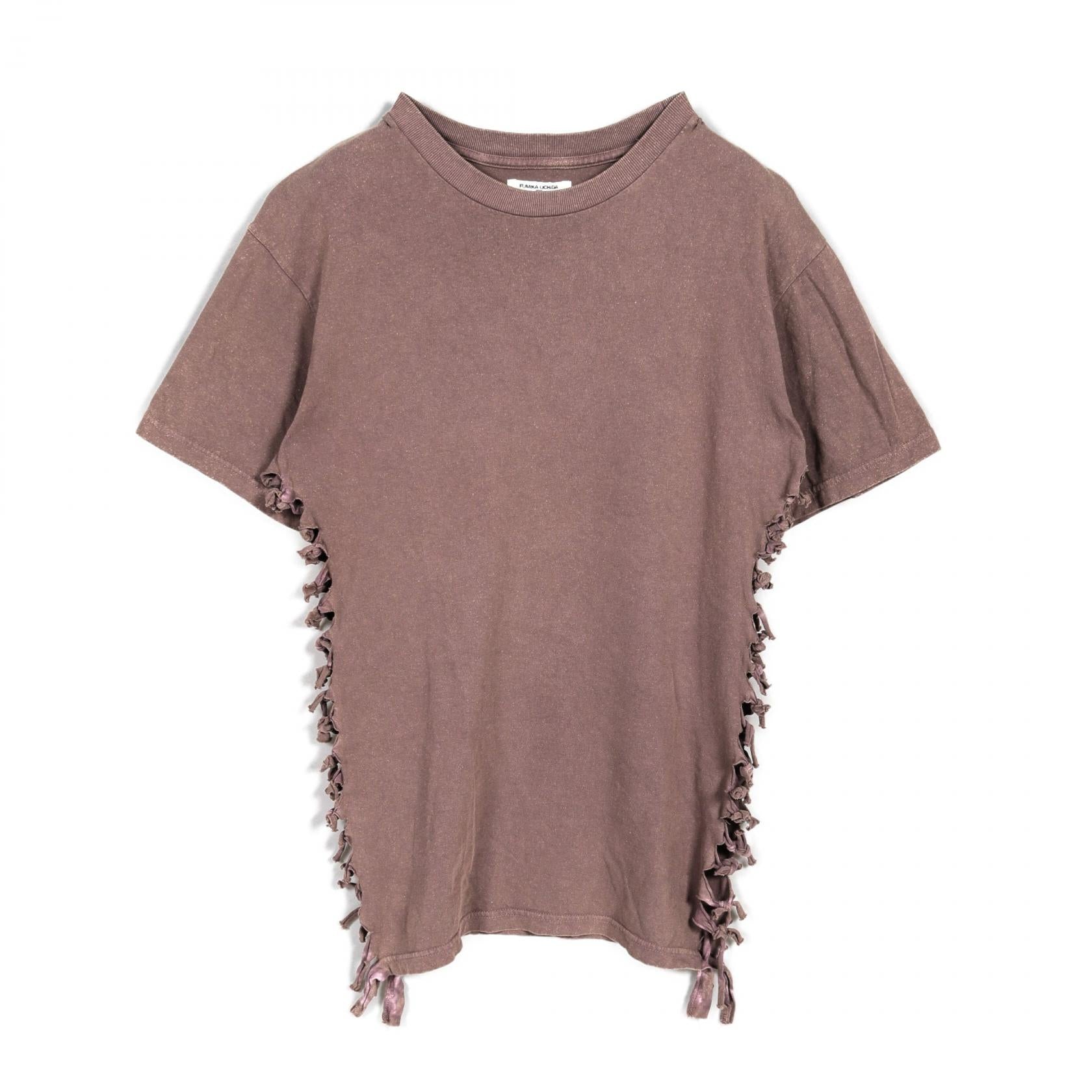 FUMIKA UCHIDA Overdyed Side Shirring Tee Brown