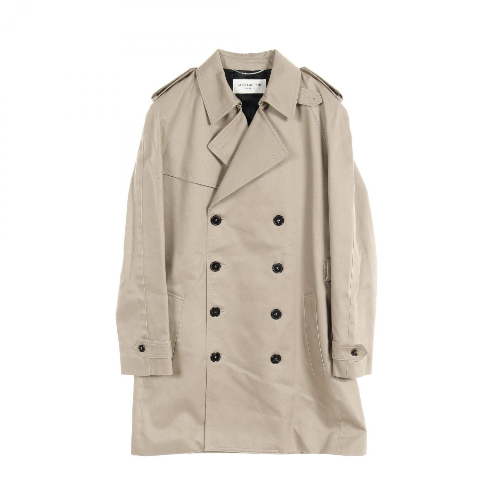 Saint Laurent Cotton Trench Coat Beige