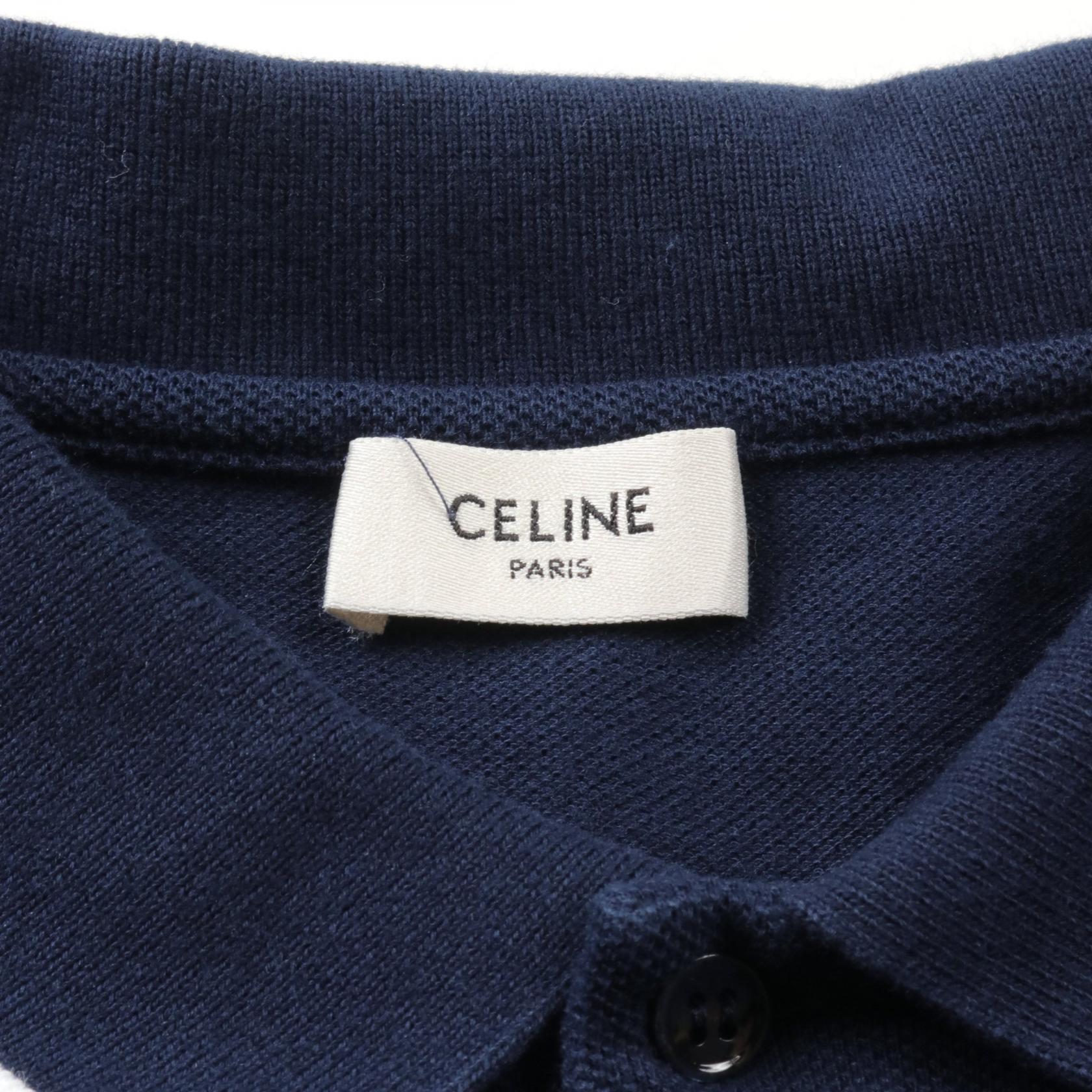 Celine Cotton Polo Shirt Navy