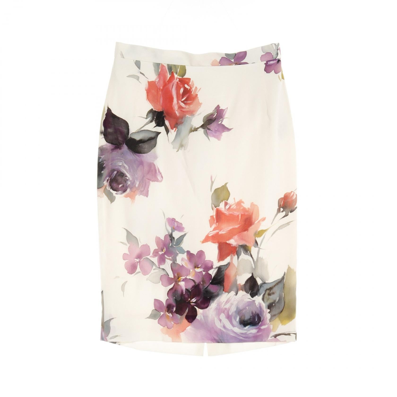 Dolce & Gabbana Silk Skirt Ivory Multi-Color