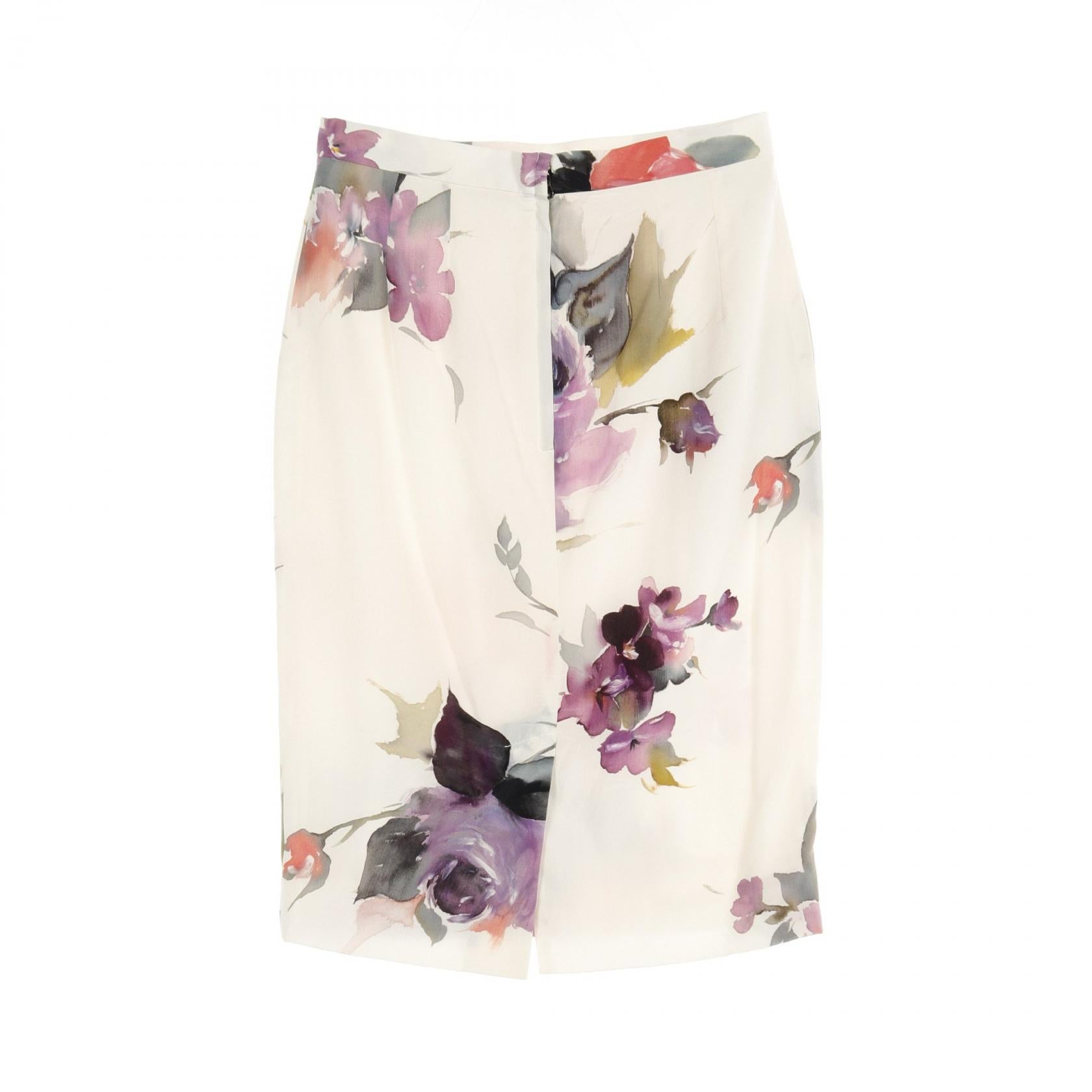 Dolce & Gabbana Silk Skirt Ivory Multi-Color