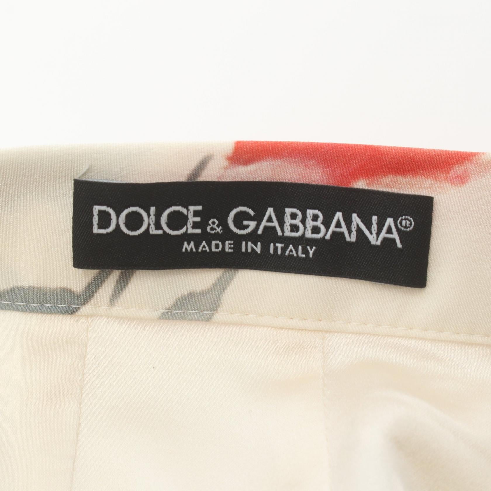 Dolce & Gabbana Silk Skirt Ivory Multi-Color