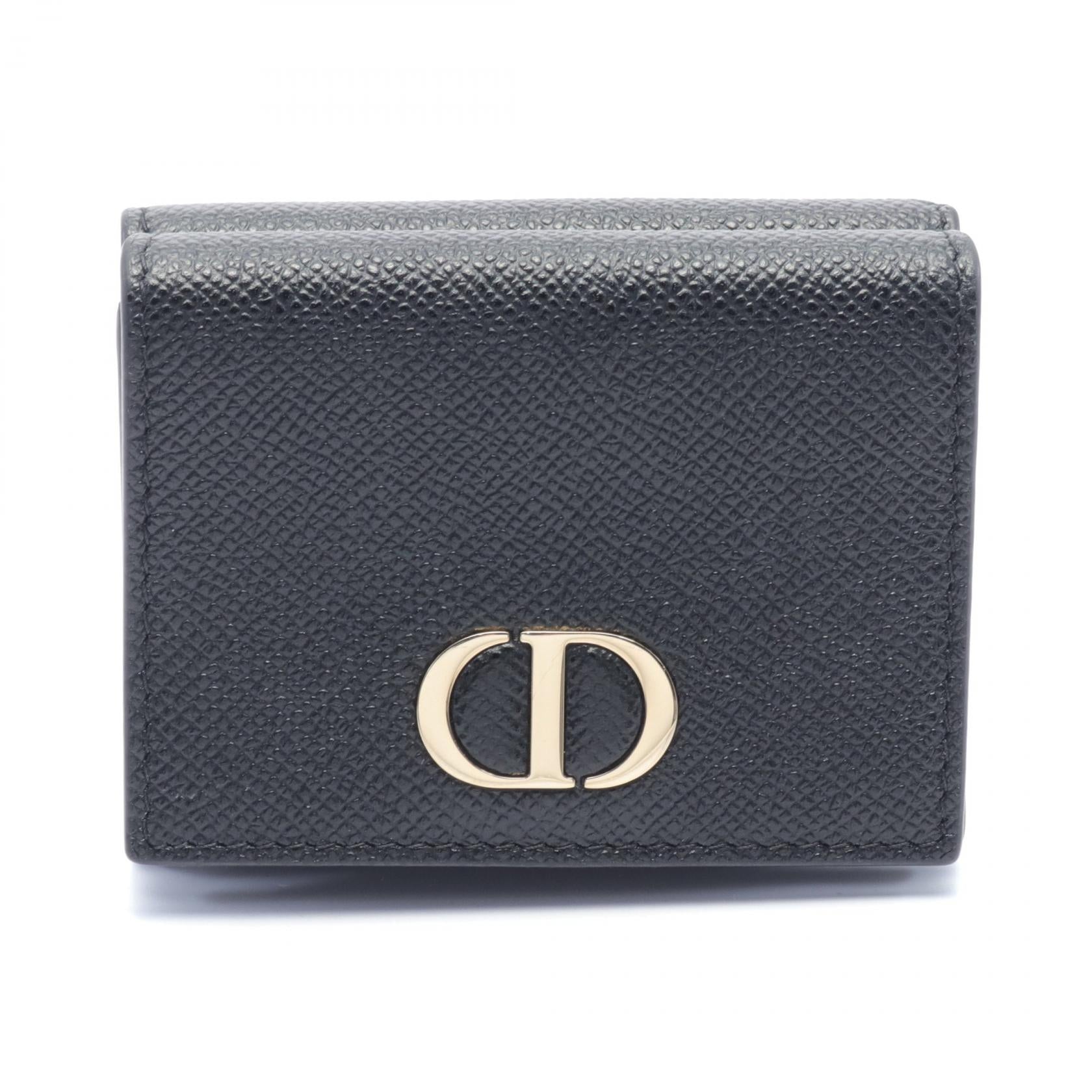 Dior Leather CD Logo Tri-fold Wallet Black