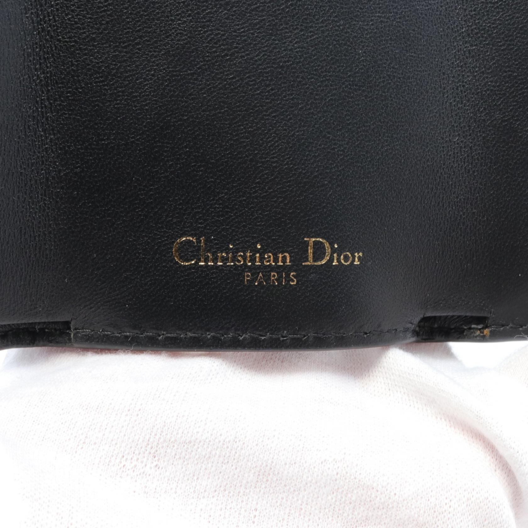 Dior Leather CD Logo Tri-fold Wallet Black