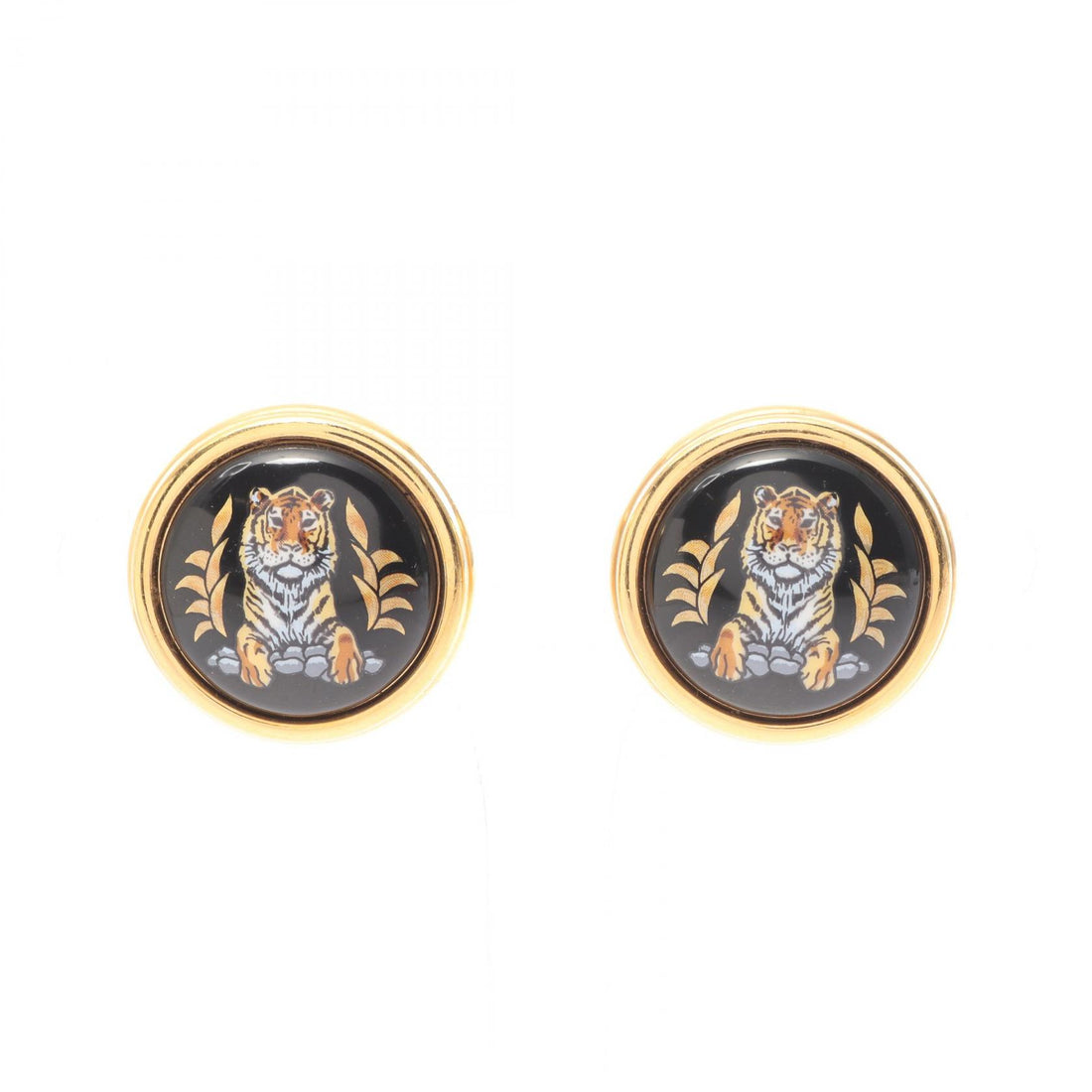 Hermes Enamel Earrings Gold Plated