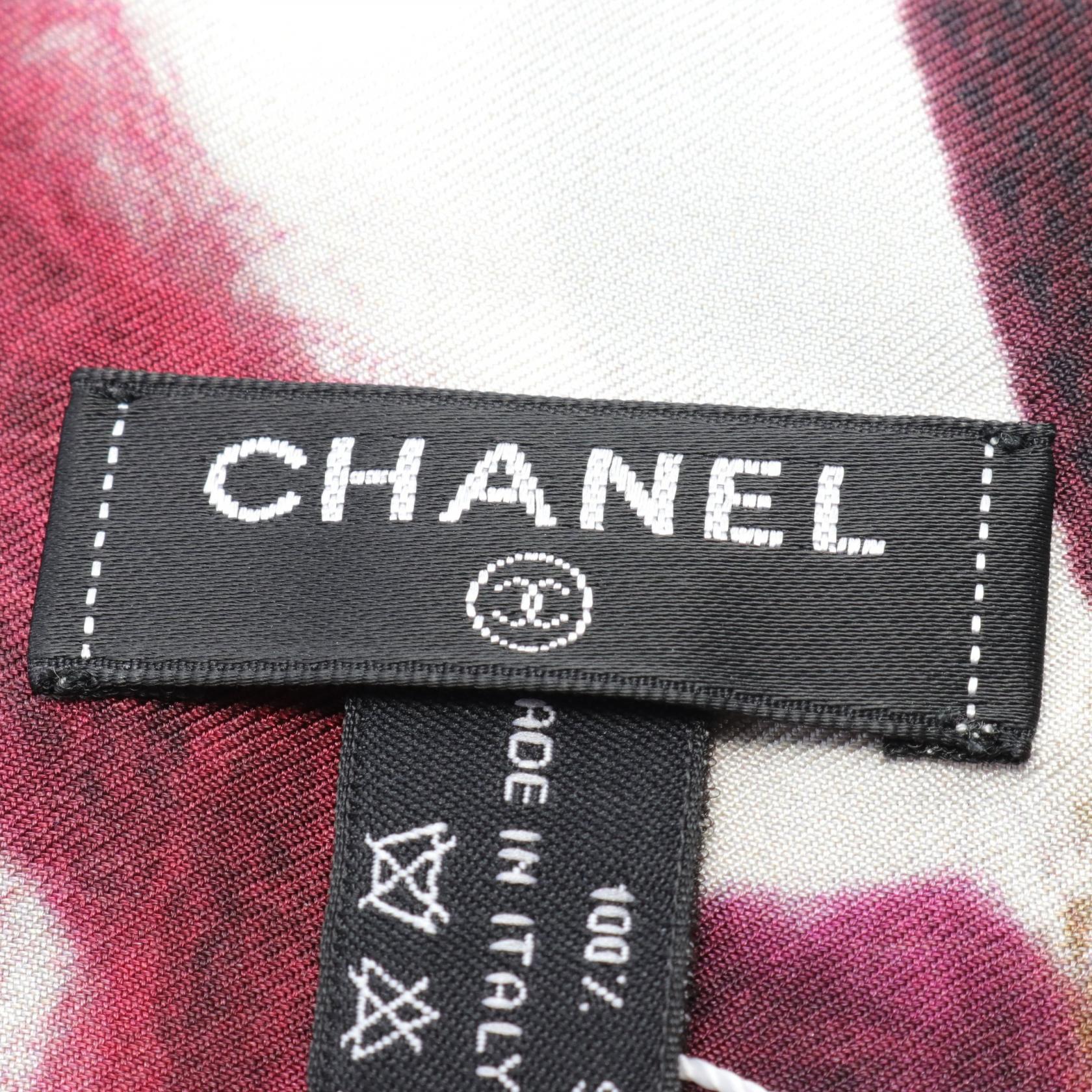 Chanel Silk Scarf Bordeaux Multicolor