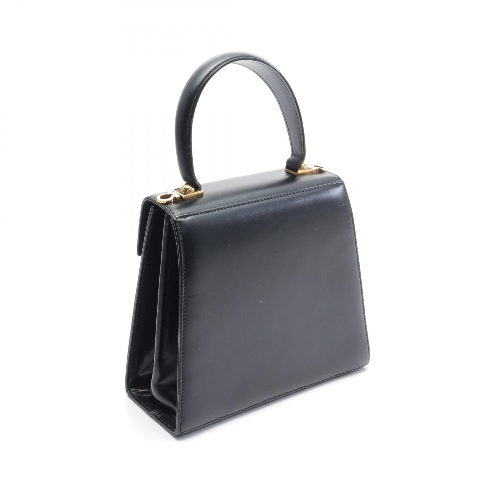 Salvatore Ferragamo Leather Gancini Handbag Black