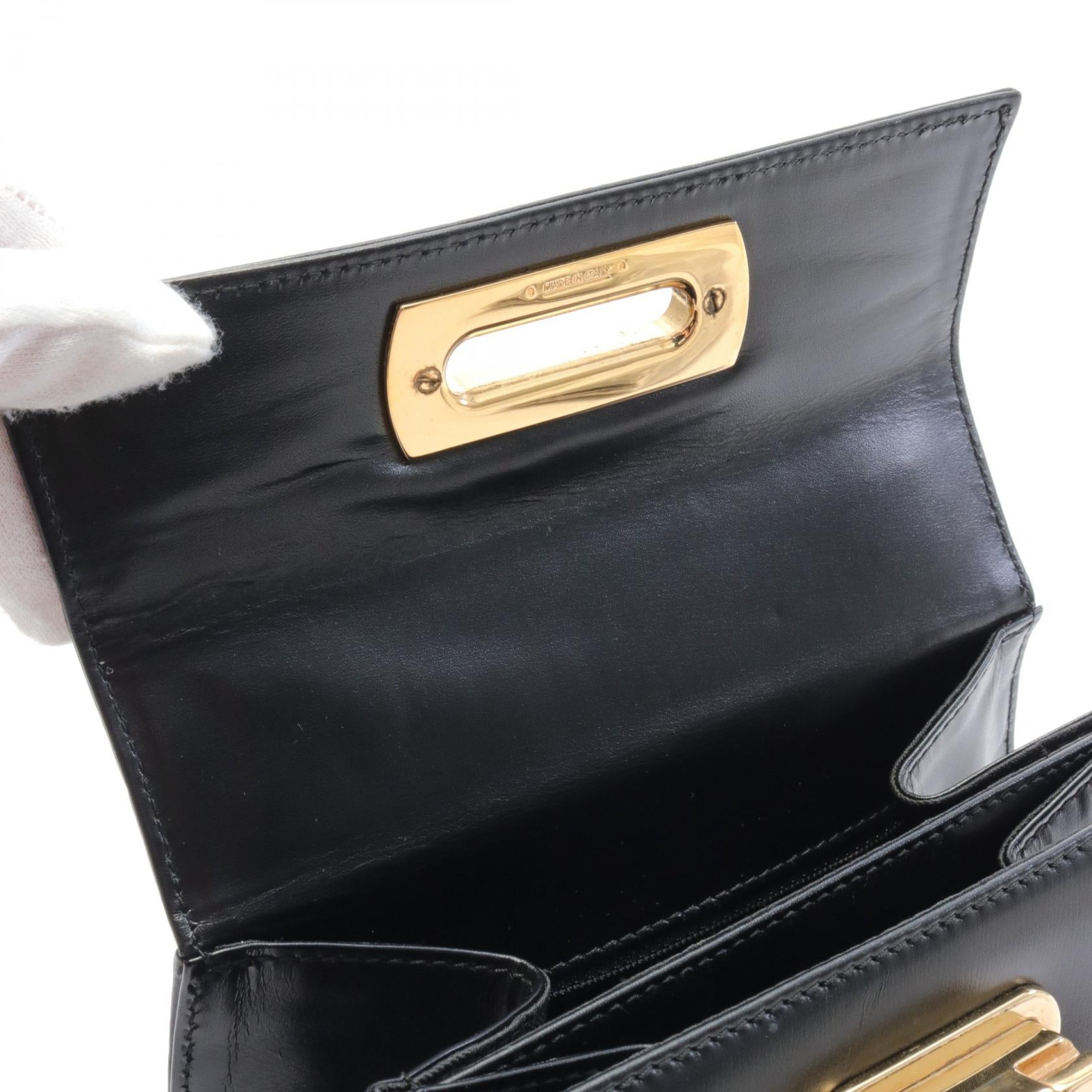 Salvatore Ferragamo Leather Gancini Handbag Black