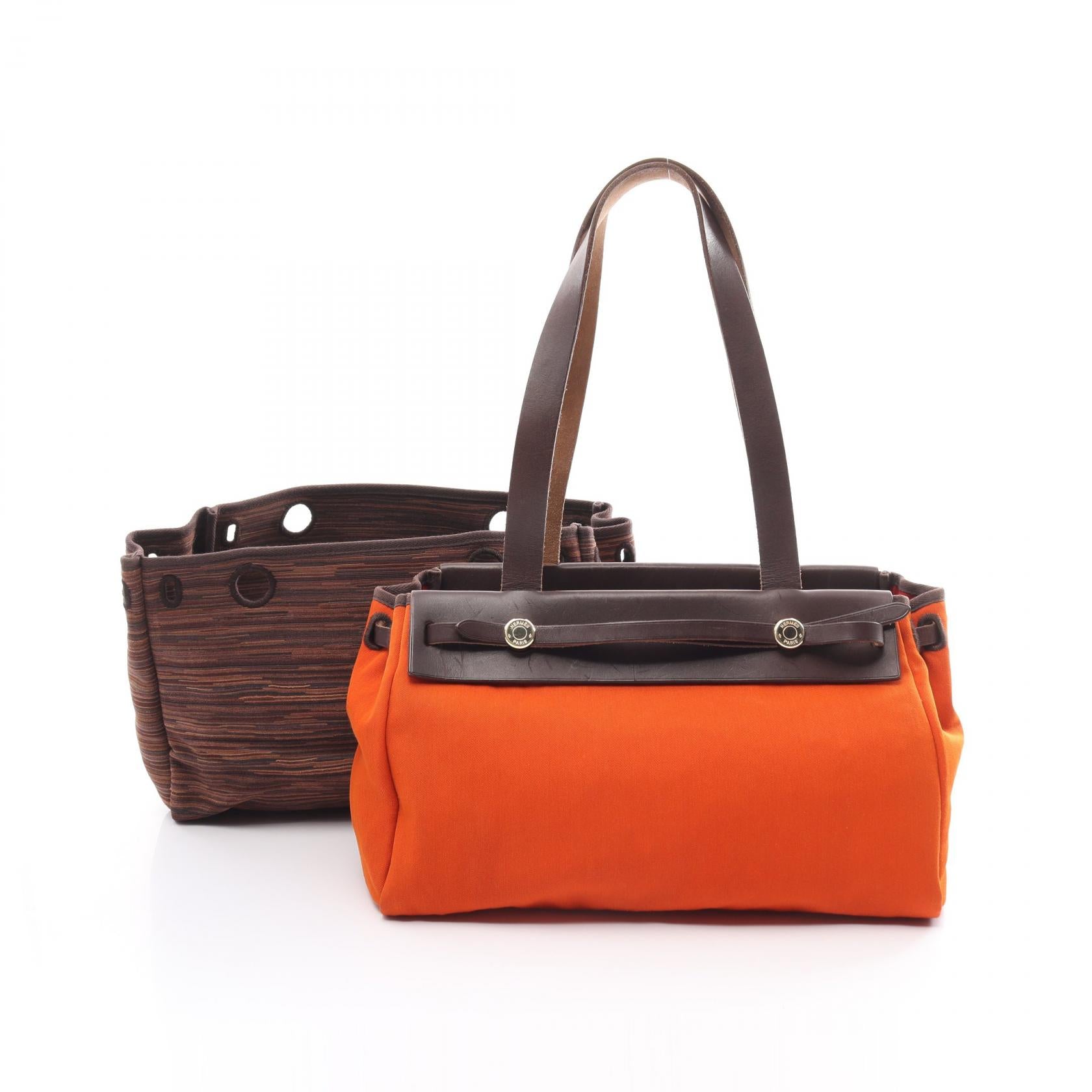 Hermes Toile Officier Leather Cabas PM Tote