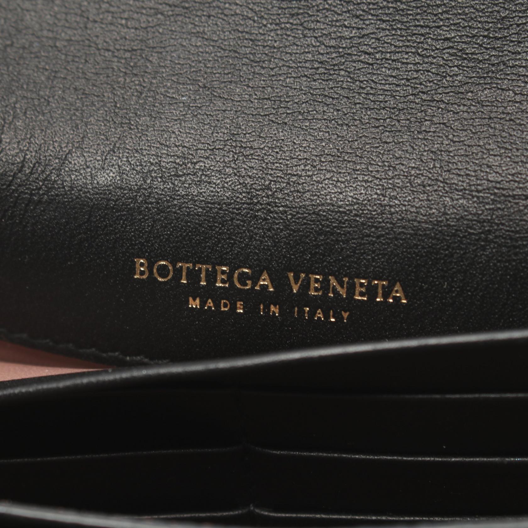 Bottega Veneta Intrecciato Leather Flap Wallet Leather Long Wallet in Very Good Condition