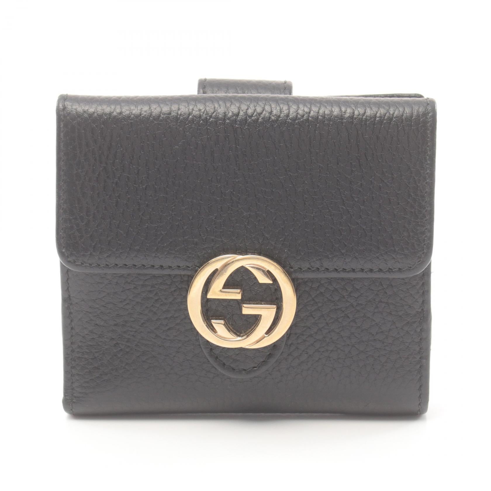 Gucci Interlocking G Compact Wallet Leather Short Wallet 615525 in Great Condition