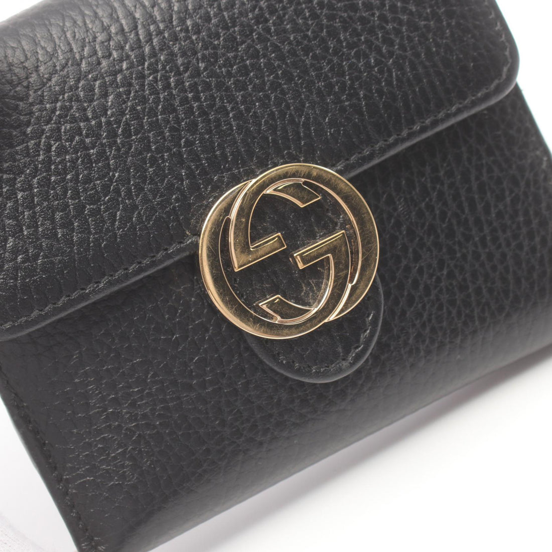 Gucci Interlocking G Compact Wallet Leather Short Wallet 615525 in Great Condition