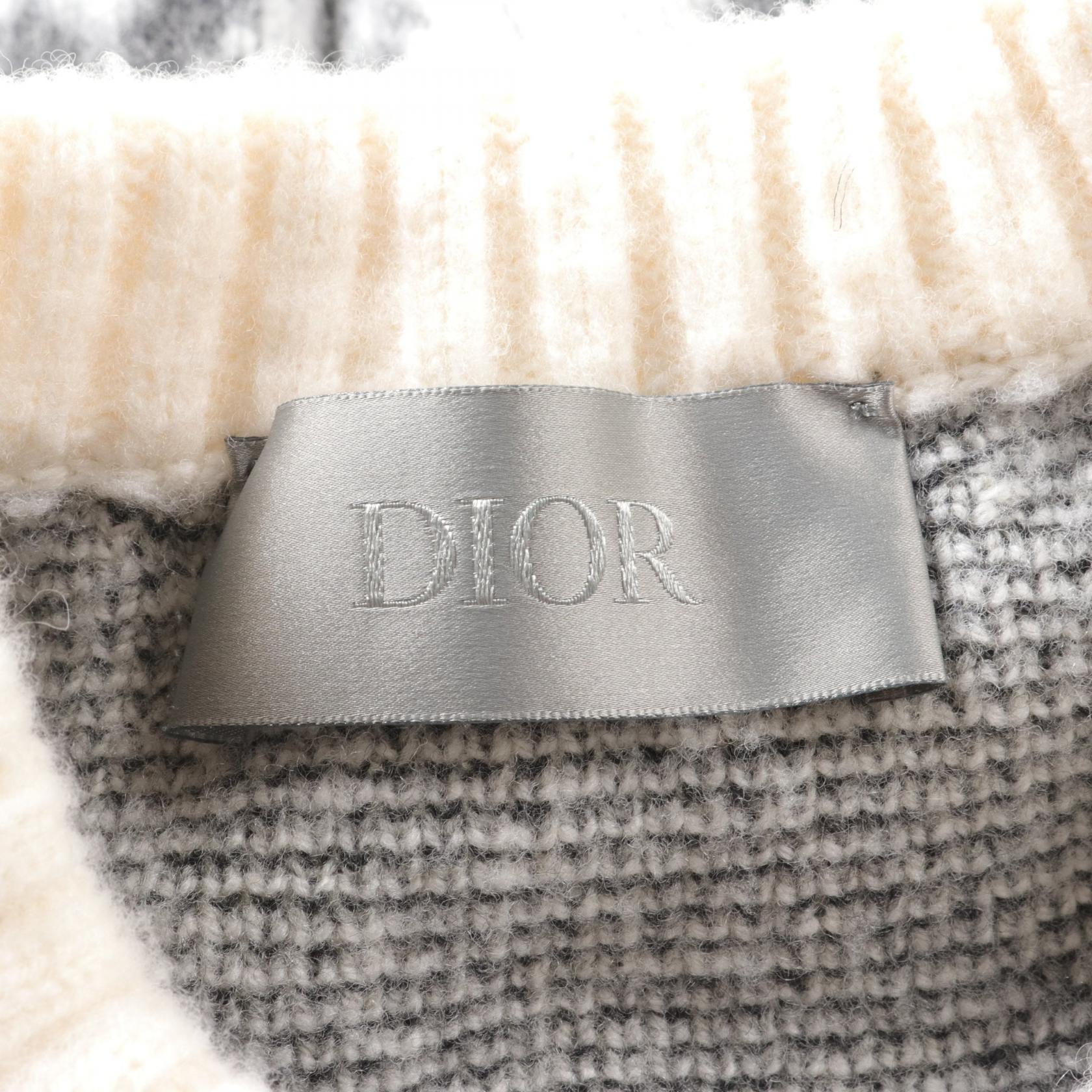 Dior Wool Knit Top Gray/White