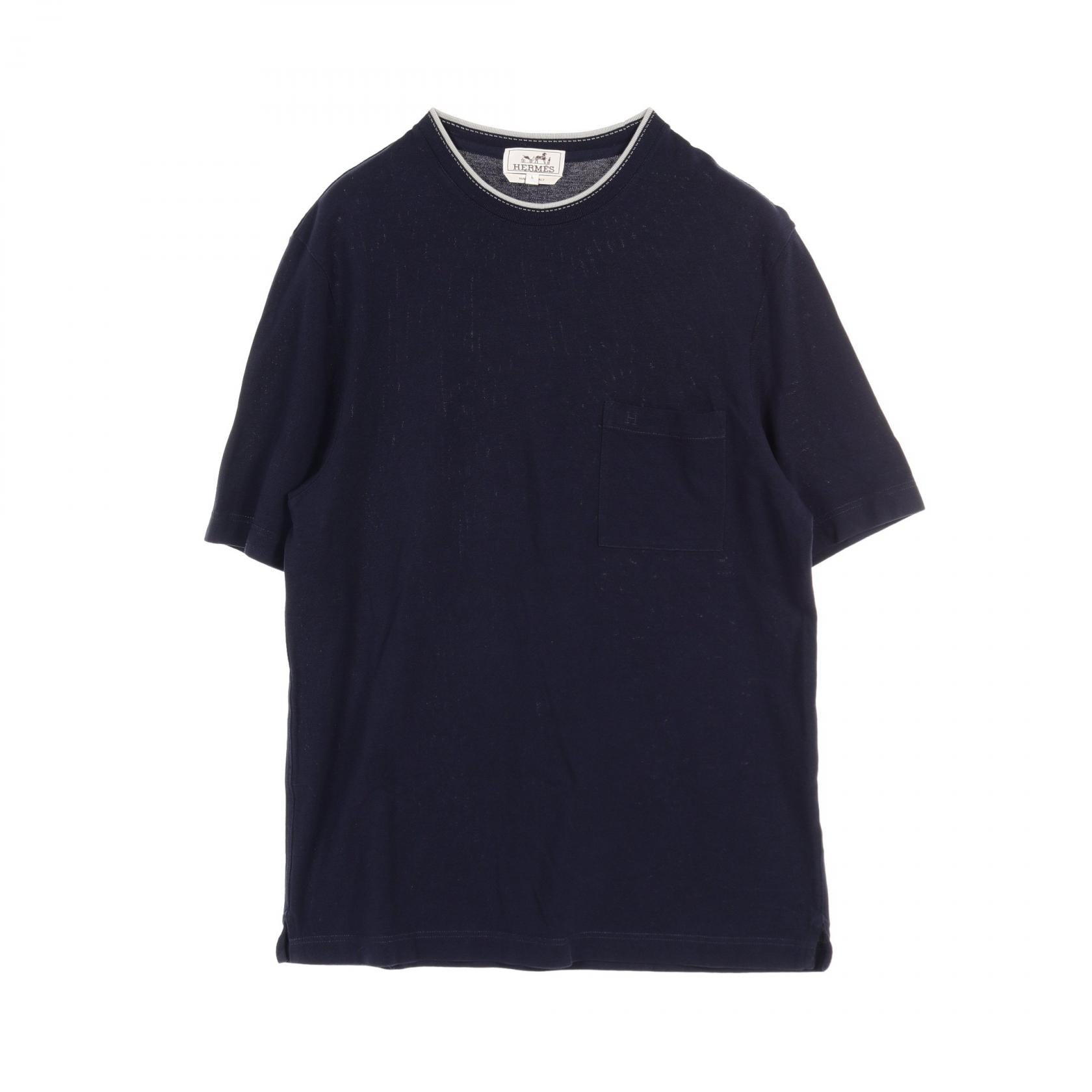 Hermes Cotton Saddle Stitch T-Shirt Navy