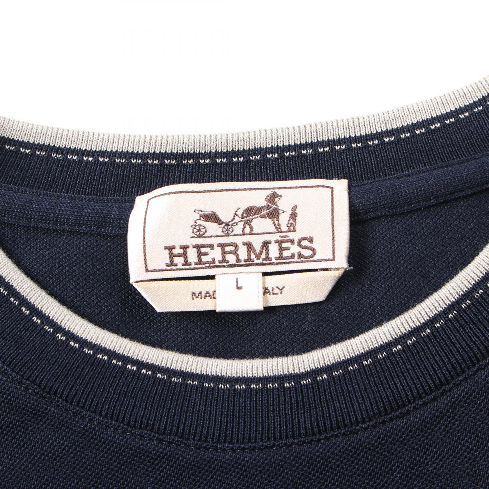 Hermes Cotton Saddle Stitch T-Shirt Navy