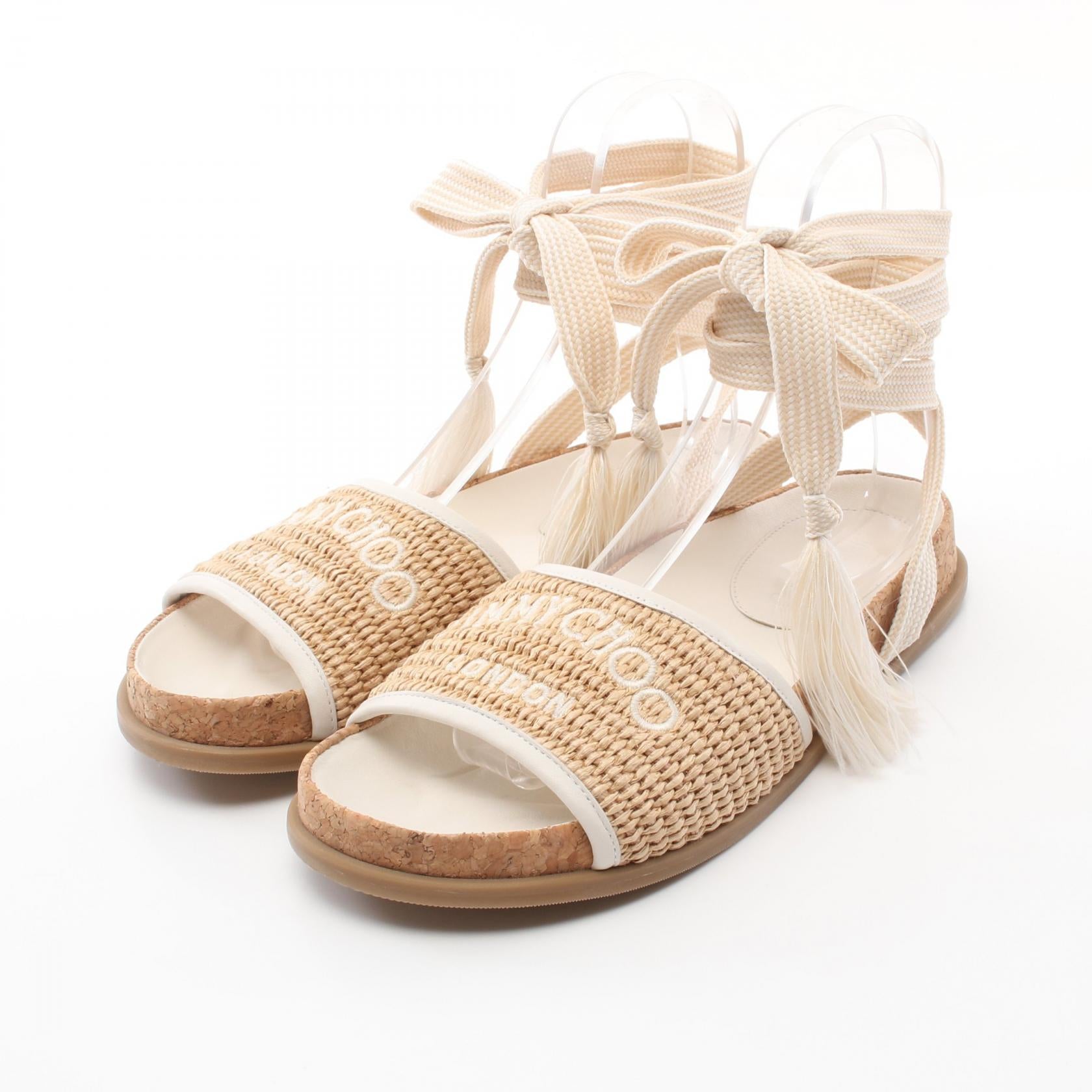 Jimmy Choo Leather Raffia Sandals