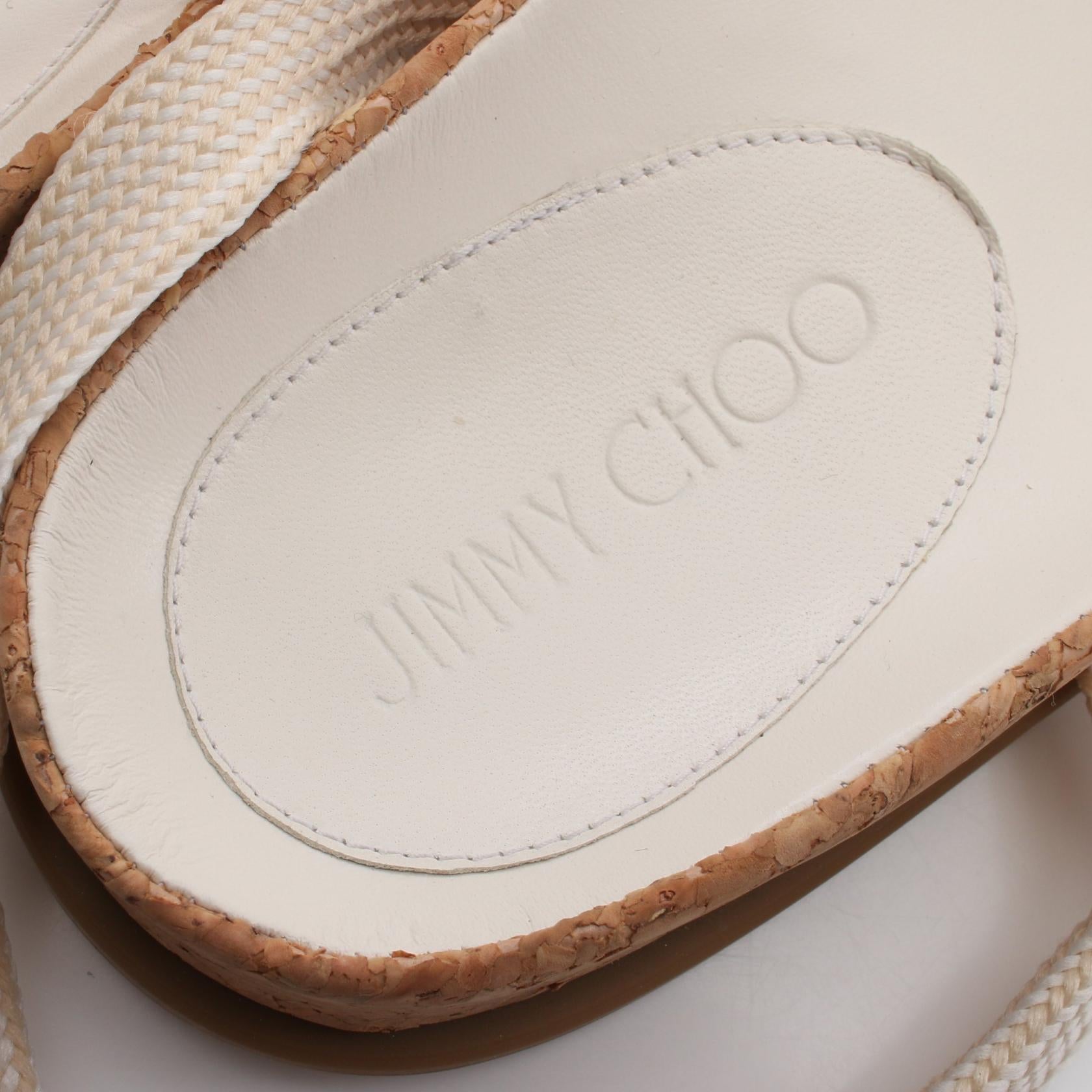 Jimmy Choo Leather Raffia Sandals