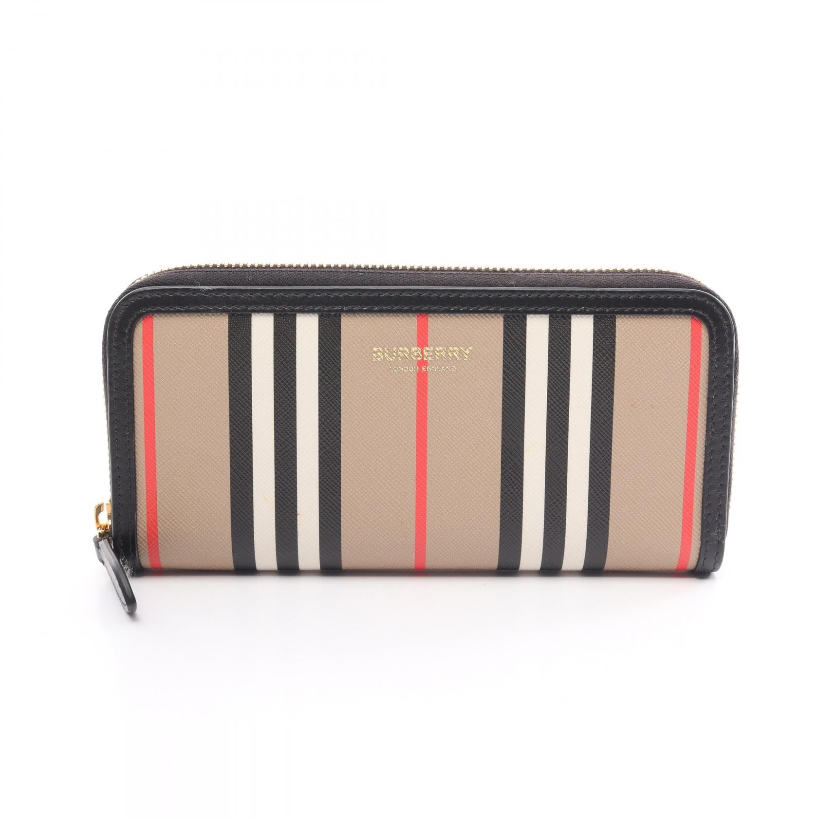 Burberry Icon Stripe Round Wallet Beige