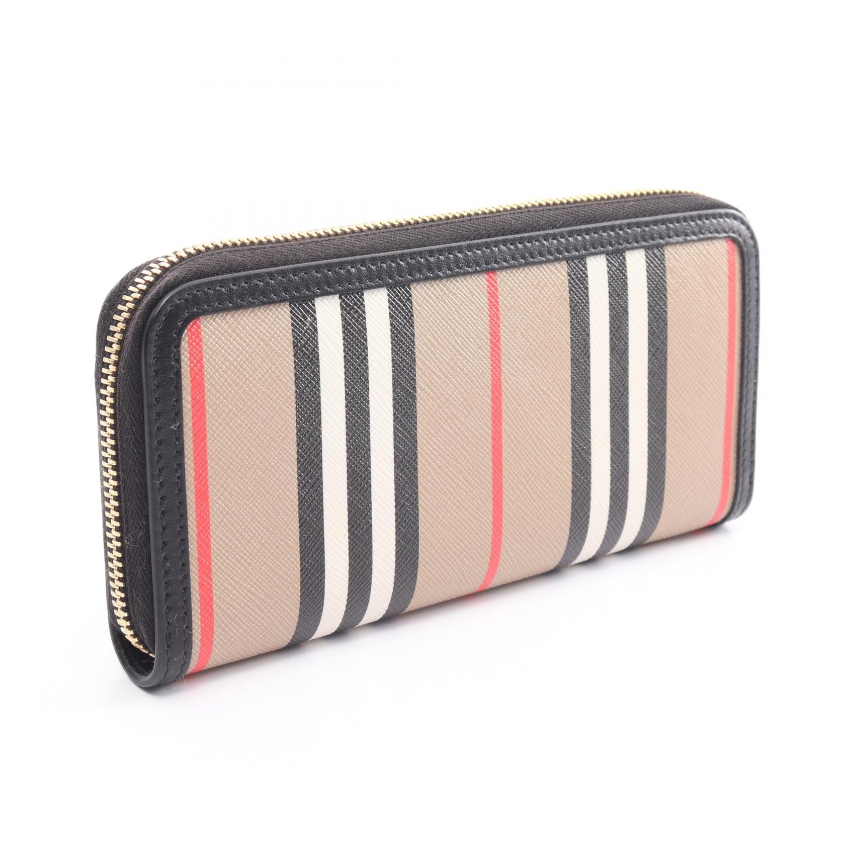 Burberry Icon Stripe Round Wallet Beige