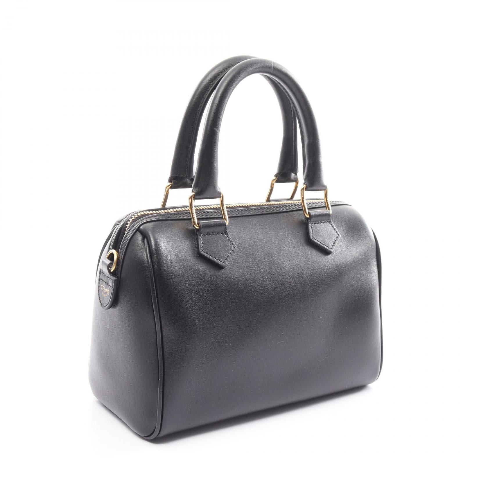 Celine Small Boston Leather Handbag Black