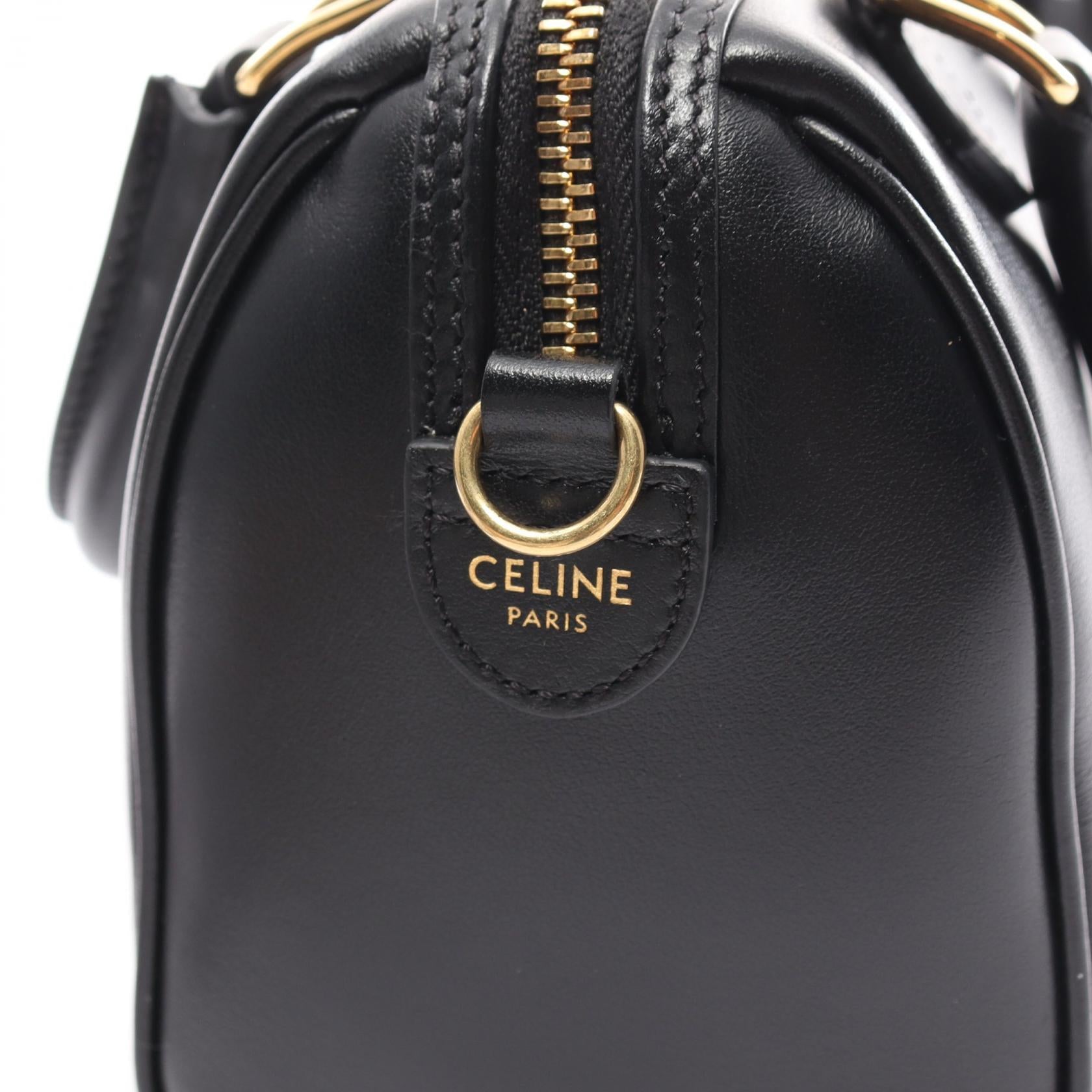 Celine Small Boston Leather Handbag Black