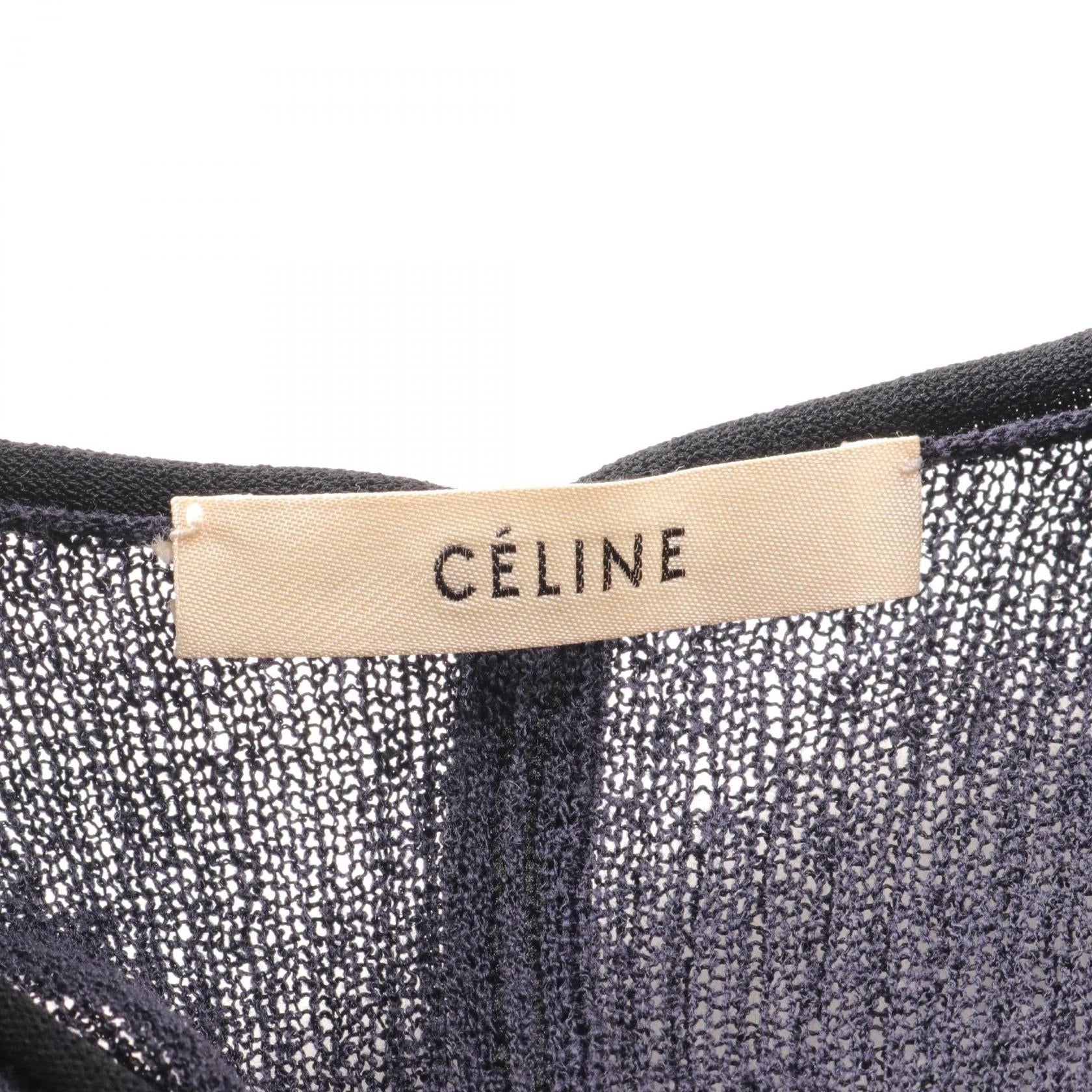 Celine Cotton Nylon Knit Top Navy