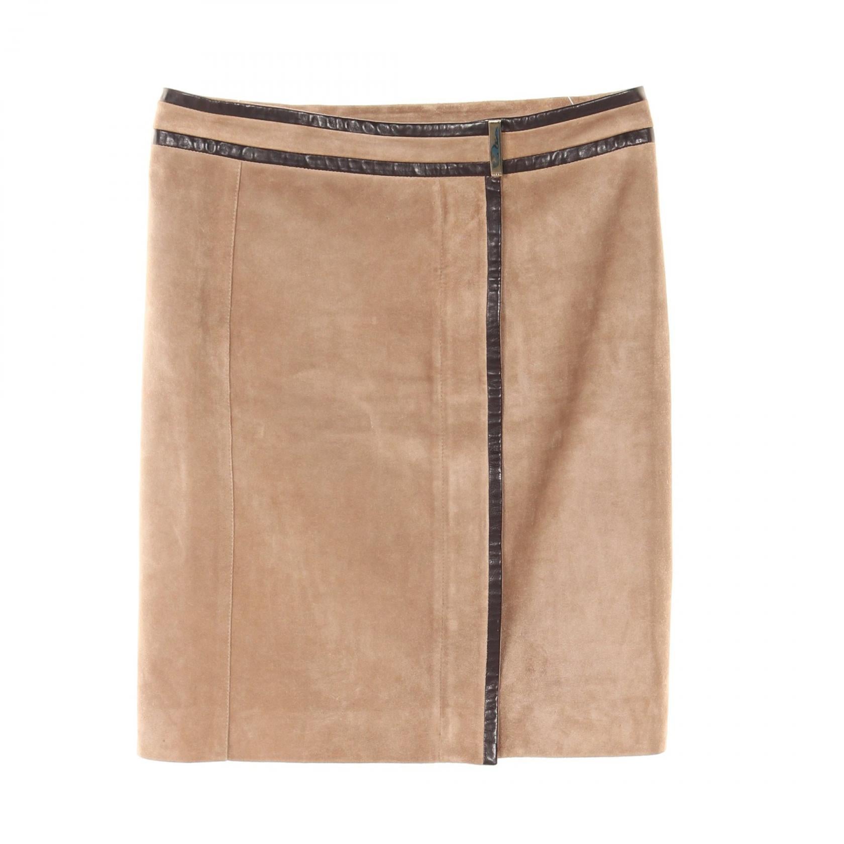 Gucci Suede Leather Skirt Beige/Brown