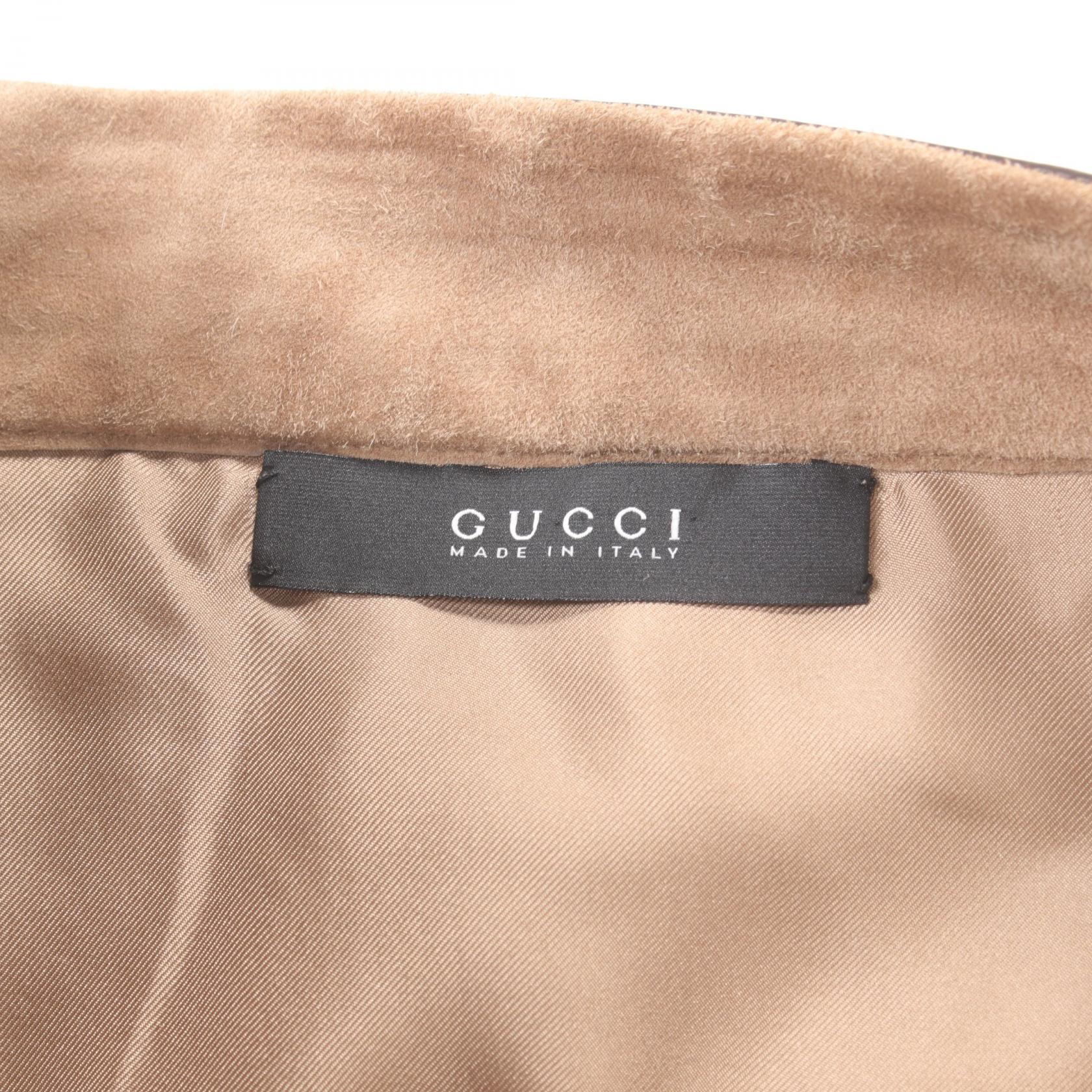 Gucci Suede Leather Skirt Beige/Brown