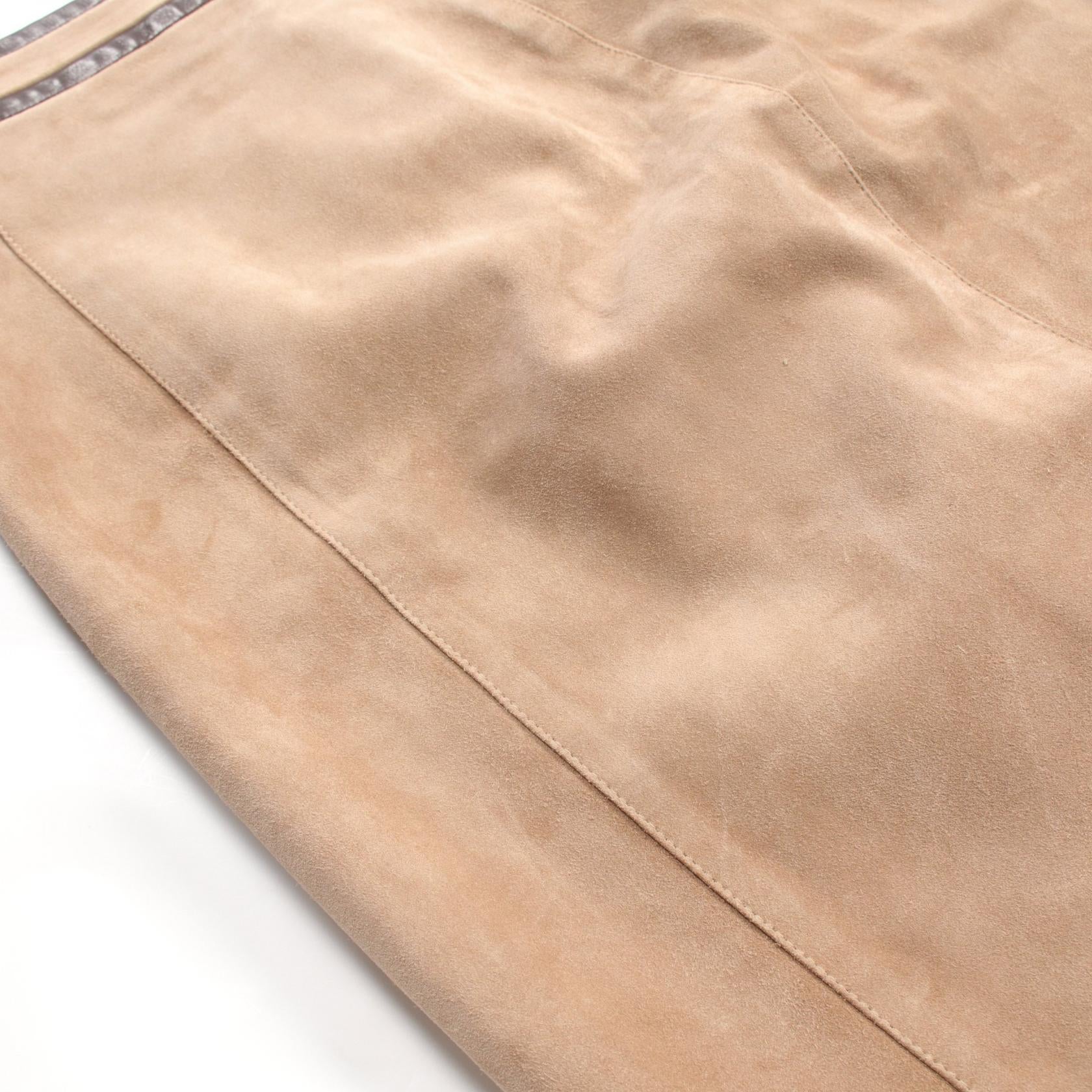 Gucci Suede Leather Skirt Beige/Brown