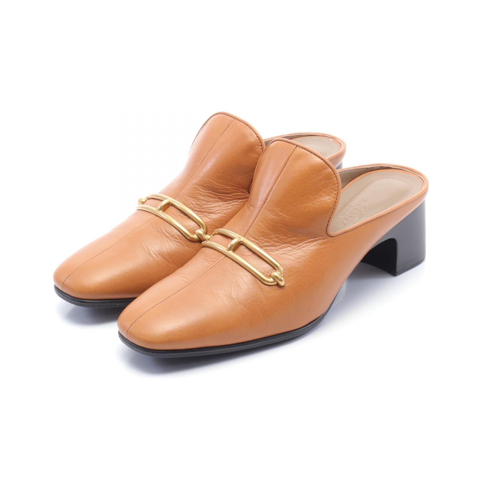 Hermes Diane Leather Mules Brown