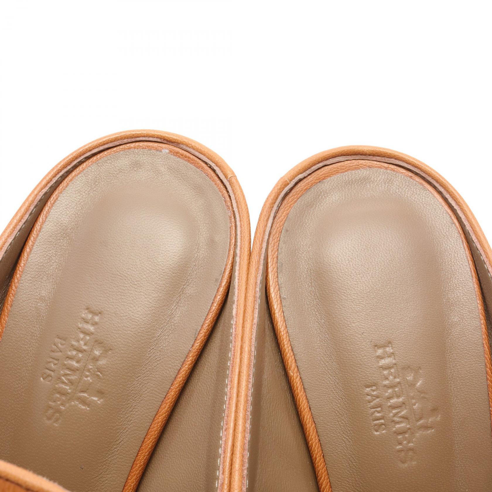 Hermes Diane Leather Mules Brown