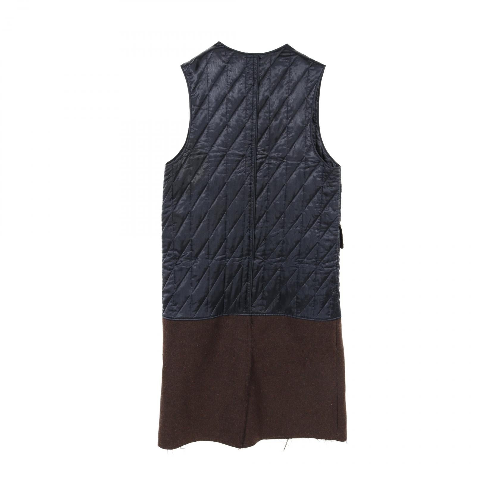 PLAN C Patchwork Long Vest Wool Rayon