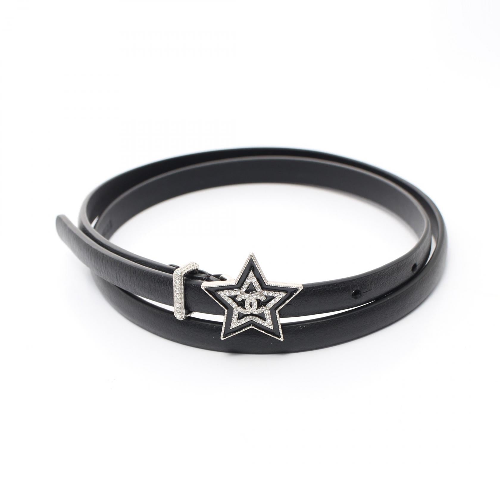 Chanel Leather Rhinestone Star Belt