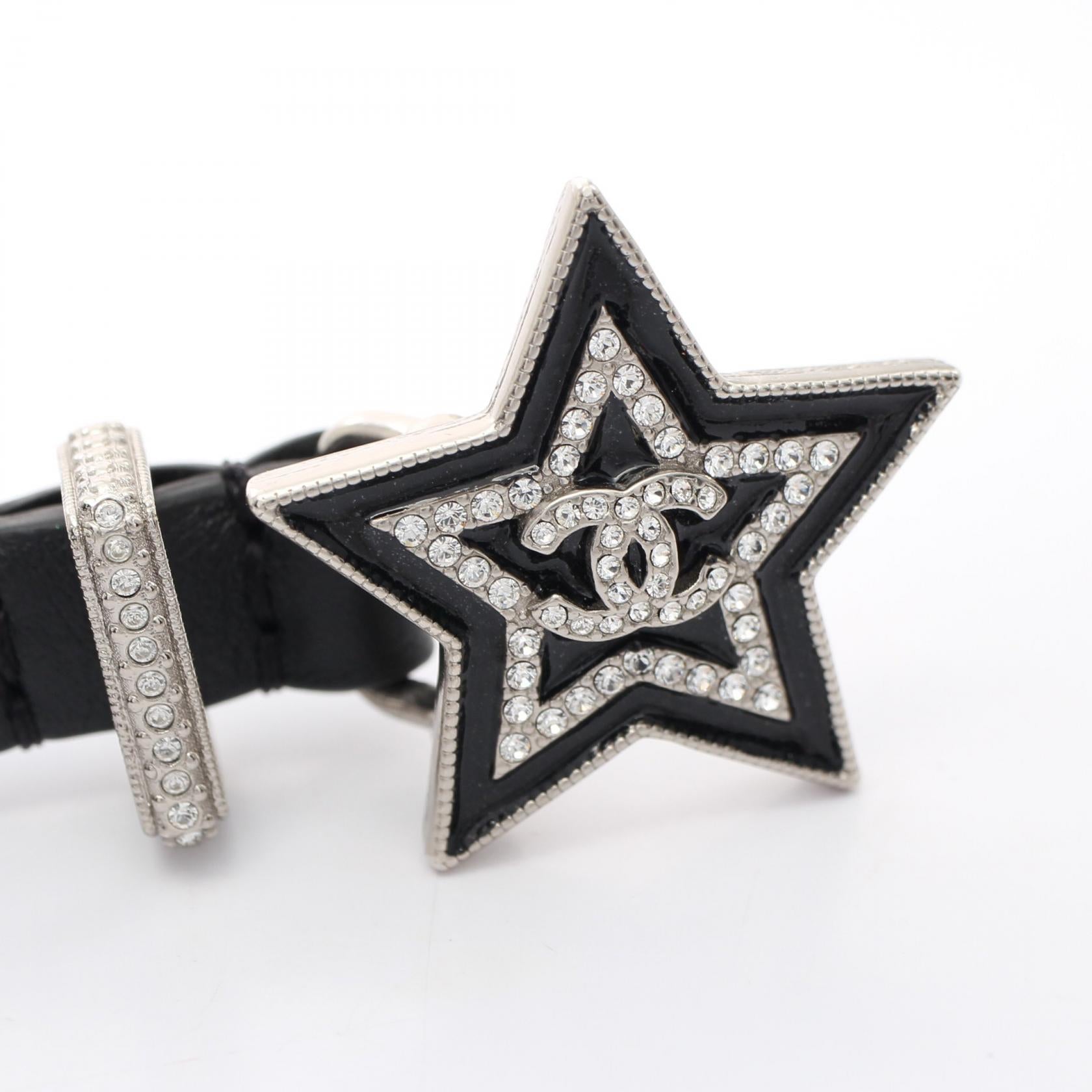 Chanel Leather Rhinestone Star Belt