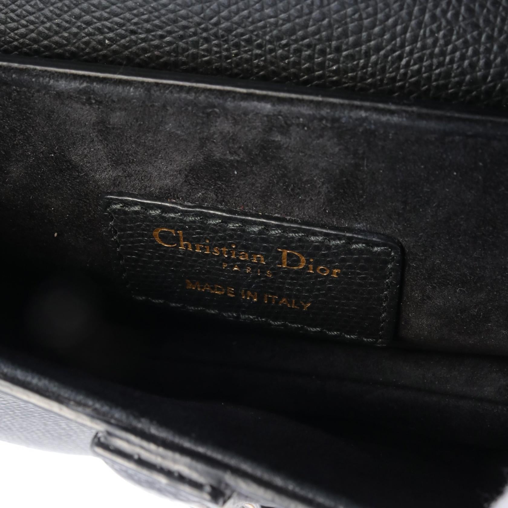 Christian Dior Leather Saddle Handbag Black