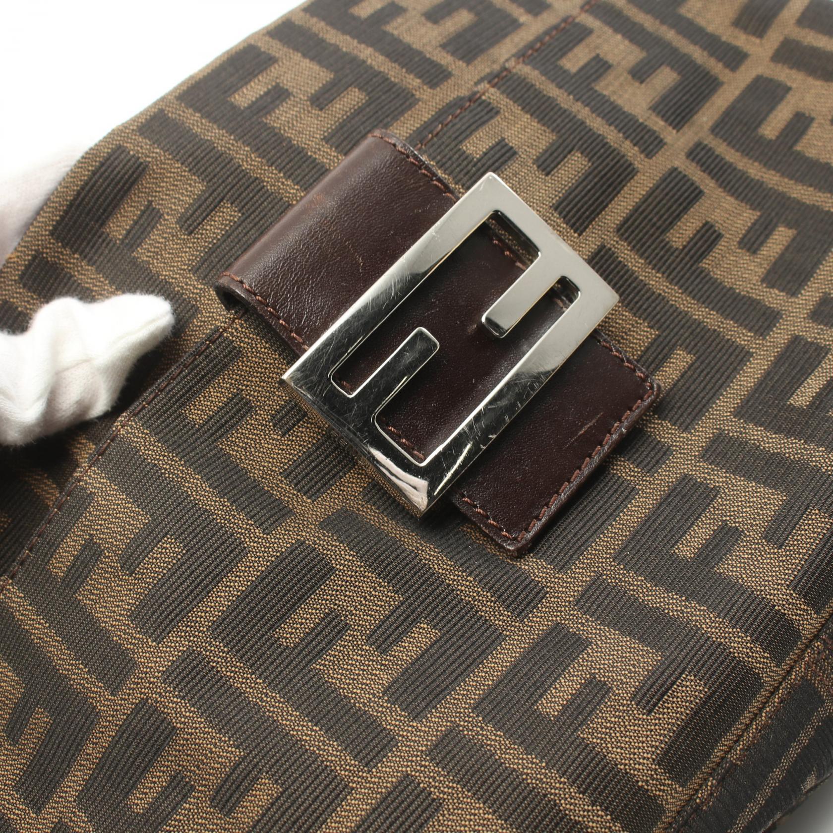 Fendi Zucca Canvas Leather Shoulder Bag