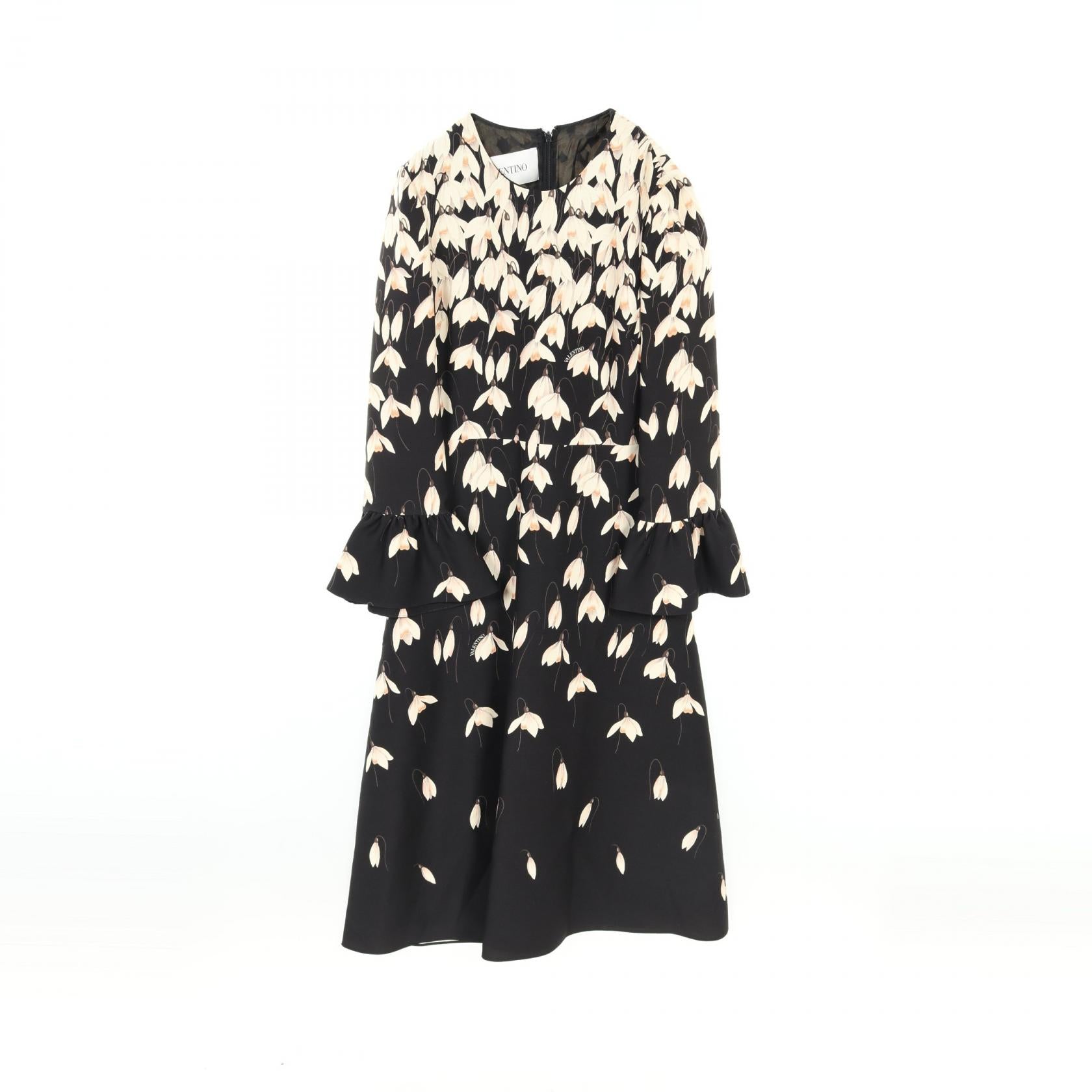 Valentino Wool Silk Dress Black Multi