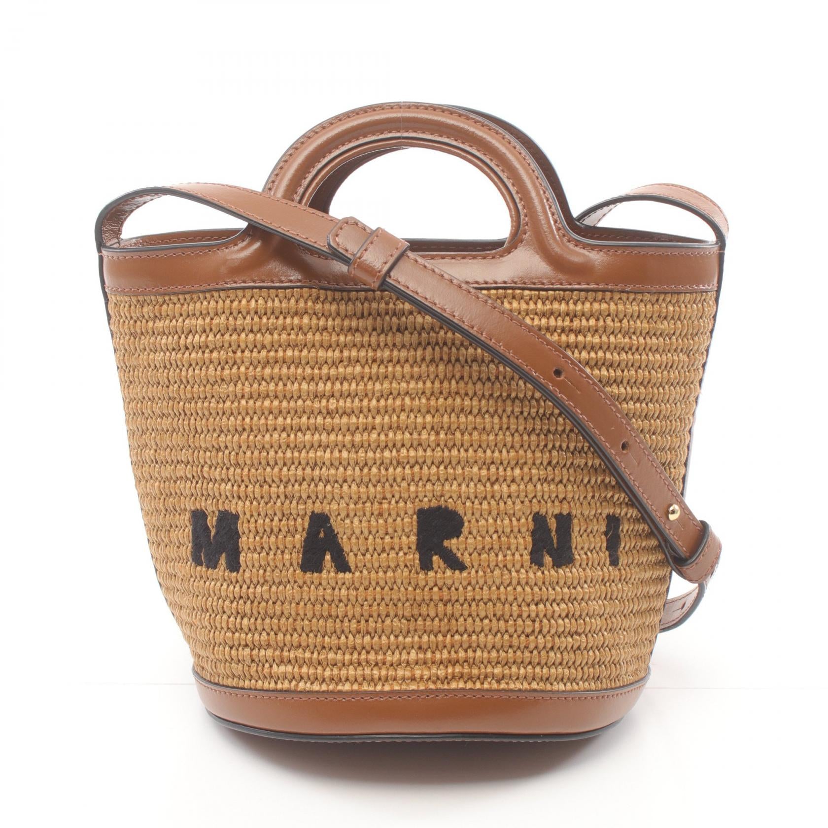 Marni Tropicalia Basket Bag Small Leather Raffia