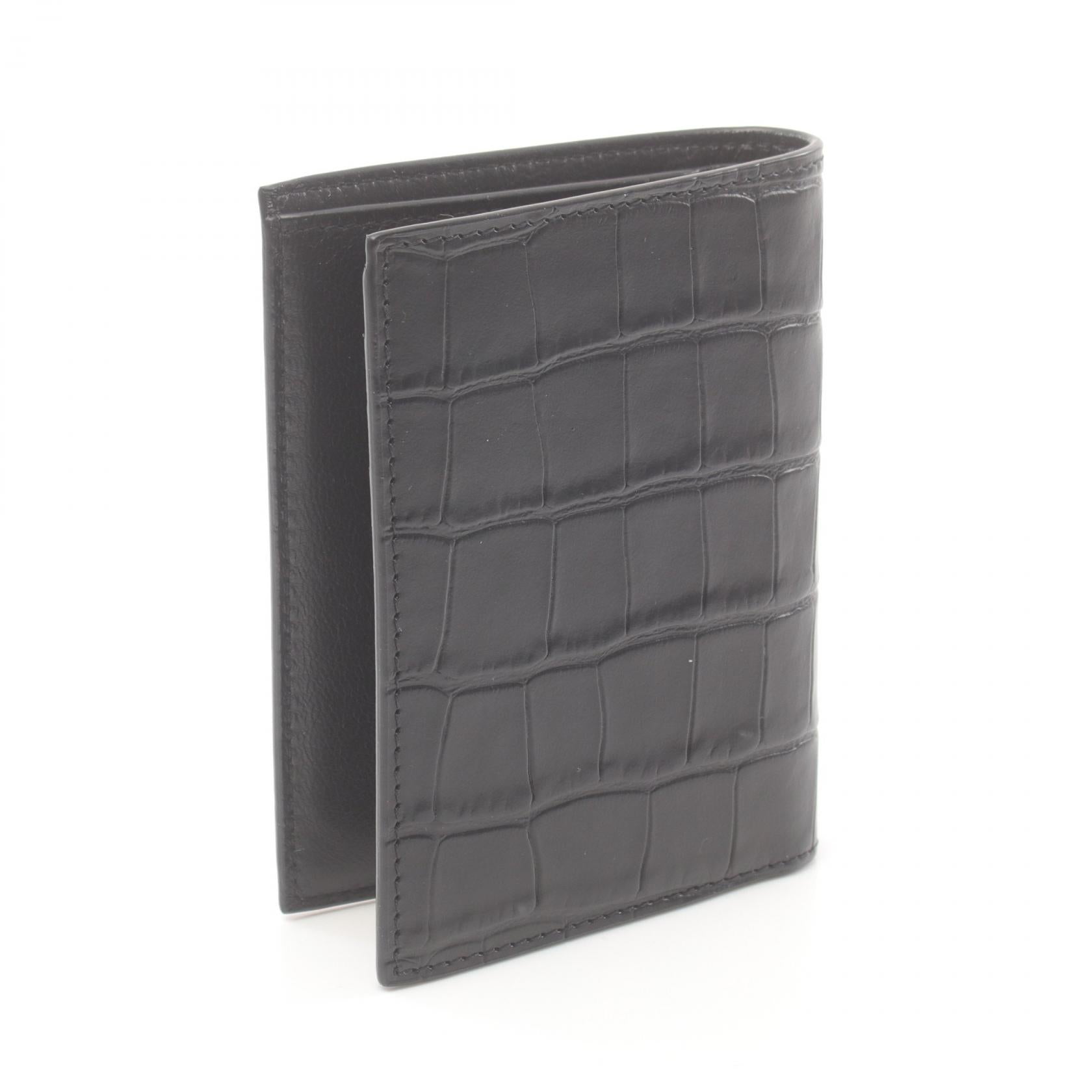 Balenciaga Leather Cash Vertical Wallet Black