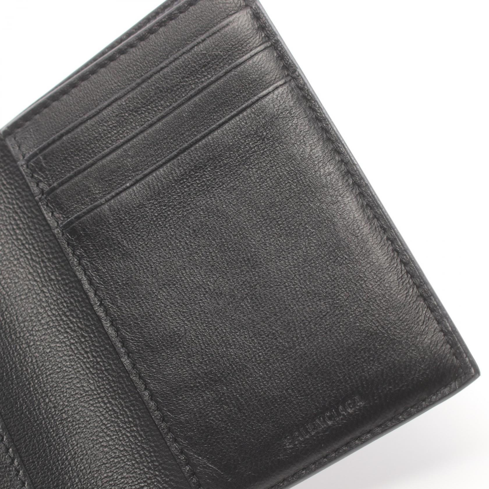 Balenciaga Leather Cash Vertical Wallet Black