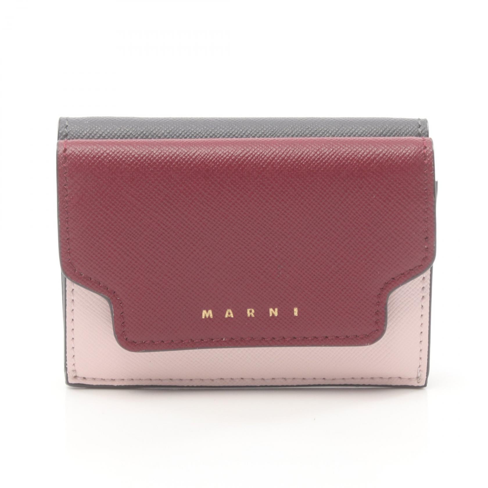 Marni Leather Trifold Wallet Leather Short Wallet PFMOW02U23 in Great Condition