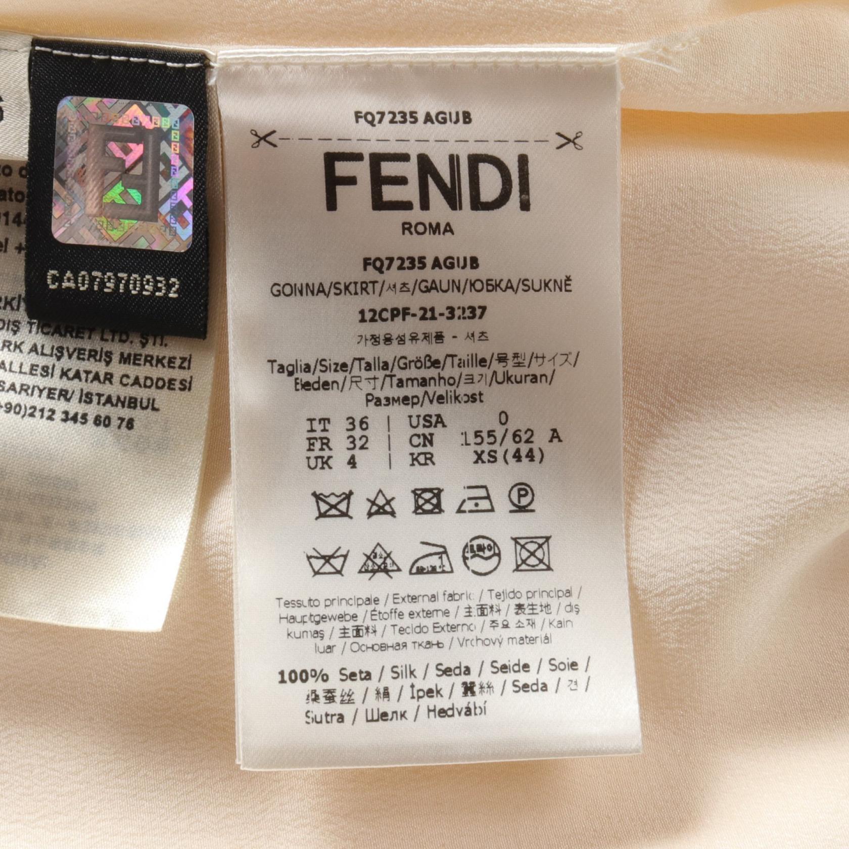 Fendi Silk Skirt Ivory FQ7235