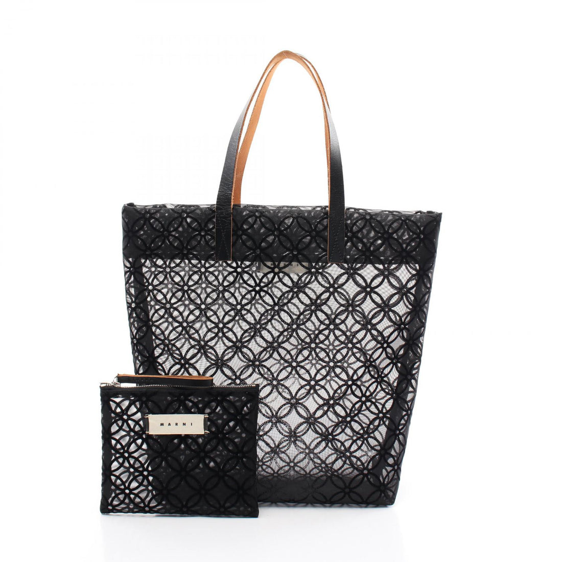 Marni Leather Polyester Tote Bag Black